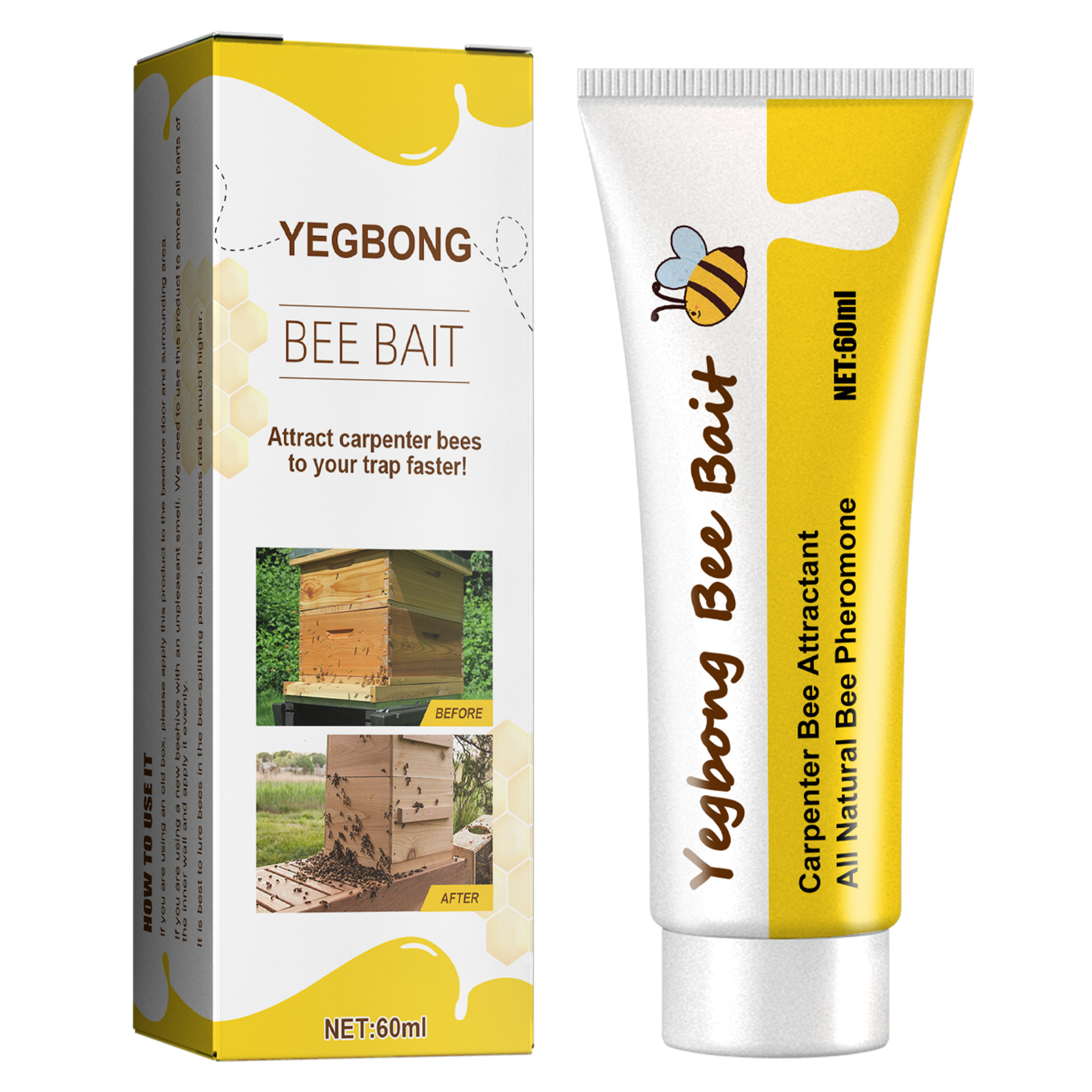 60ML Bee Bait Bee Swarm Commander Lure Bait Bee Cage Trap Kit Beekeeper Tools Beekeeping Wild Bee Hive Swarm Liquid ﻿