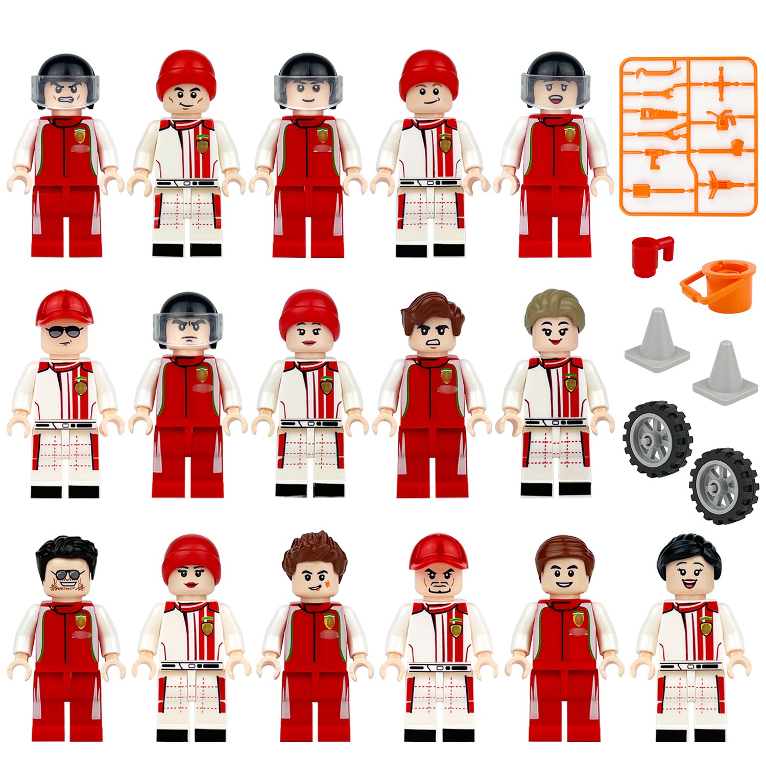 Toys Racing Driver Mini Figures Set Miniature Building Blocks for Scene Decoration Role Play Collection Series Educational Gifts for Kids