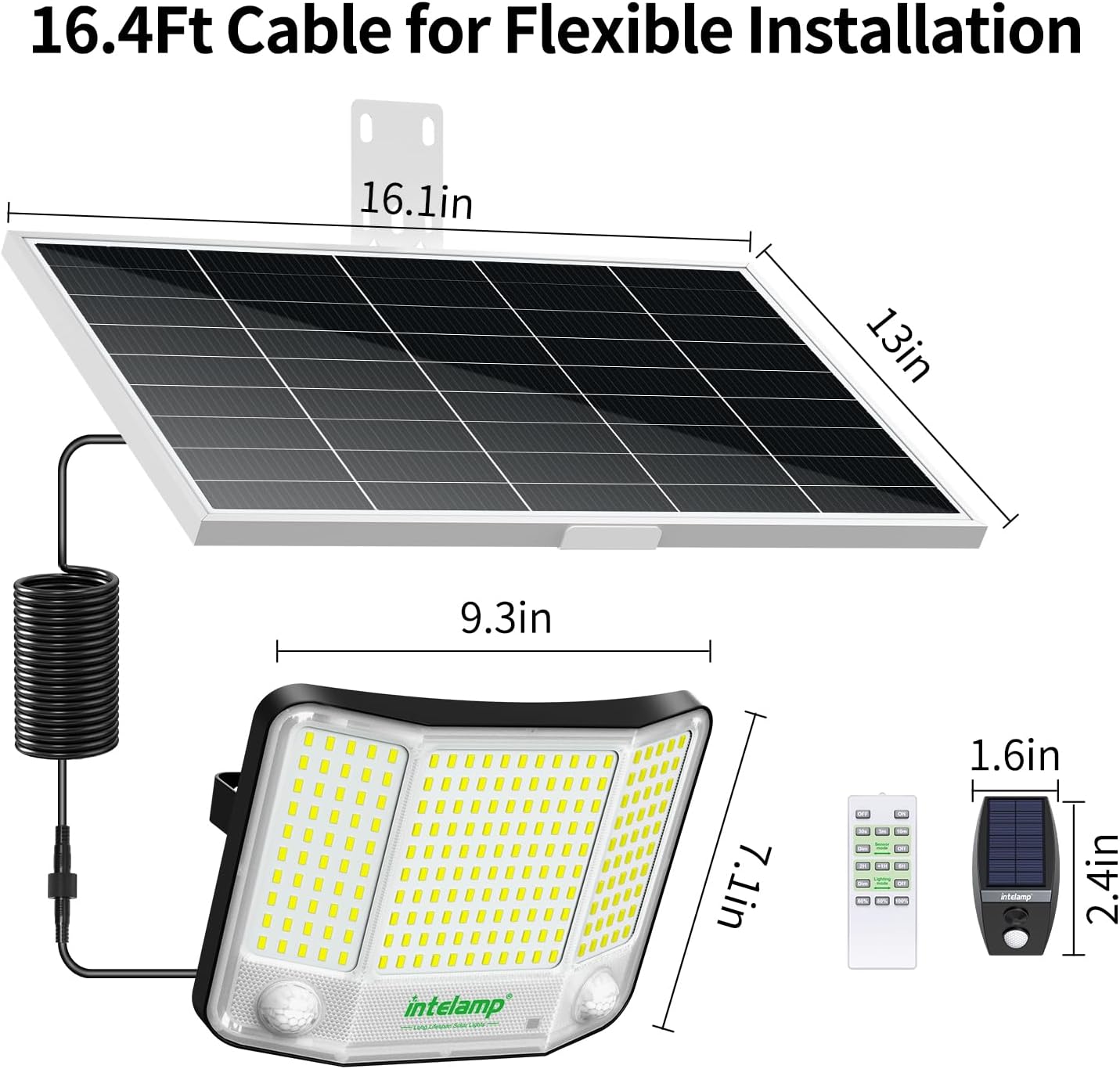 Solar Security Lights Outdoor Motion Sensor 4000LM Solar Flood Lights Waterproof with 20000mAh Battery 5M Cable Linkage Motion Solar Lights for Yard Garage 