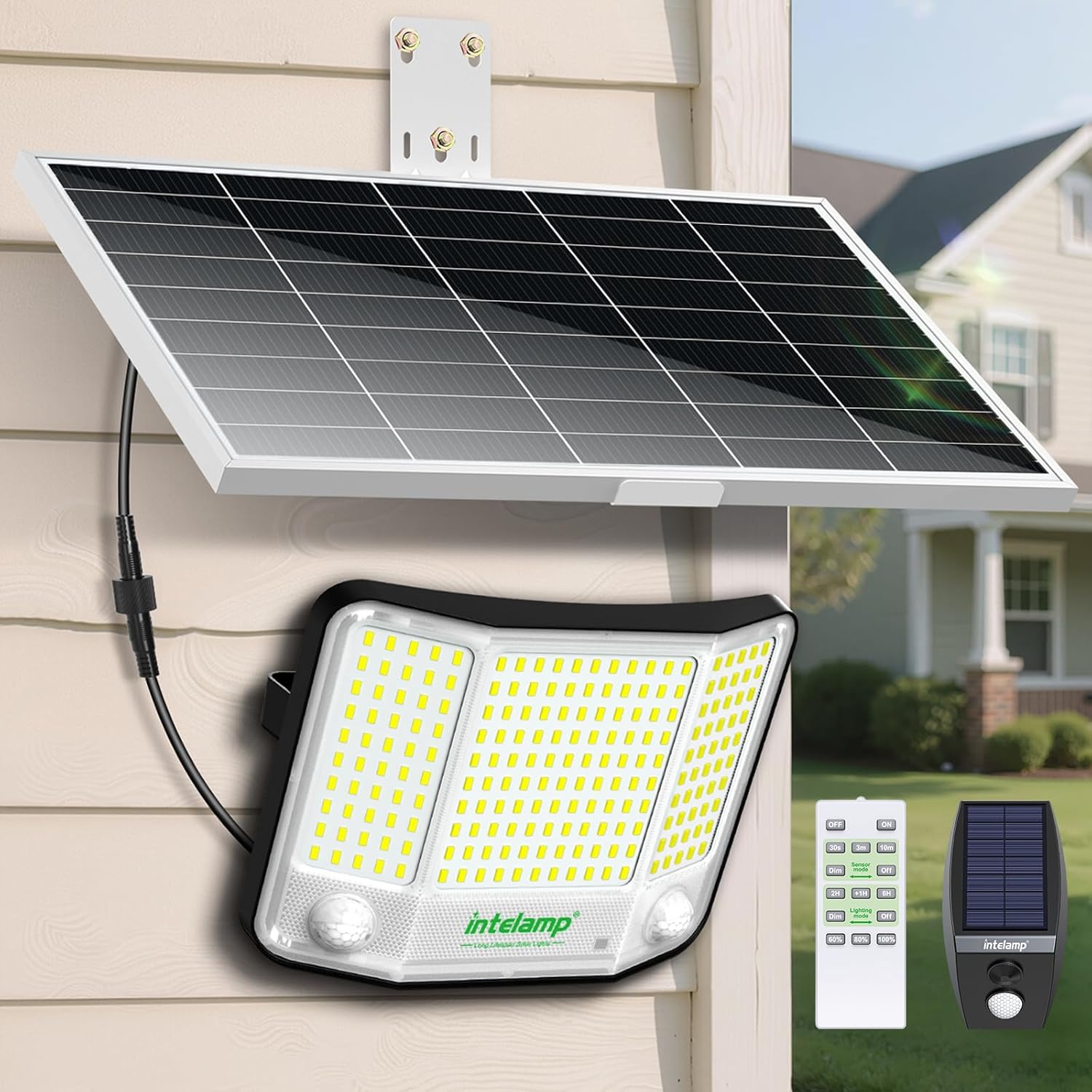 Solar Security Lights Outdoor Motion Sensor 4000LM Solar Flood Lights Waterproof with 20000mAh Battery 5M Cable Linkage Motion Solar Lights for Yard Garage 