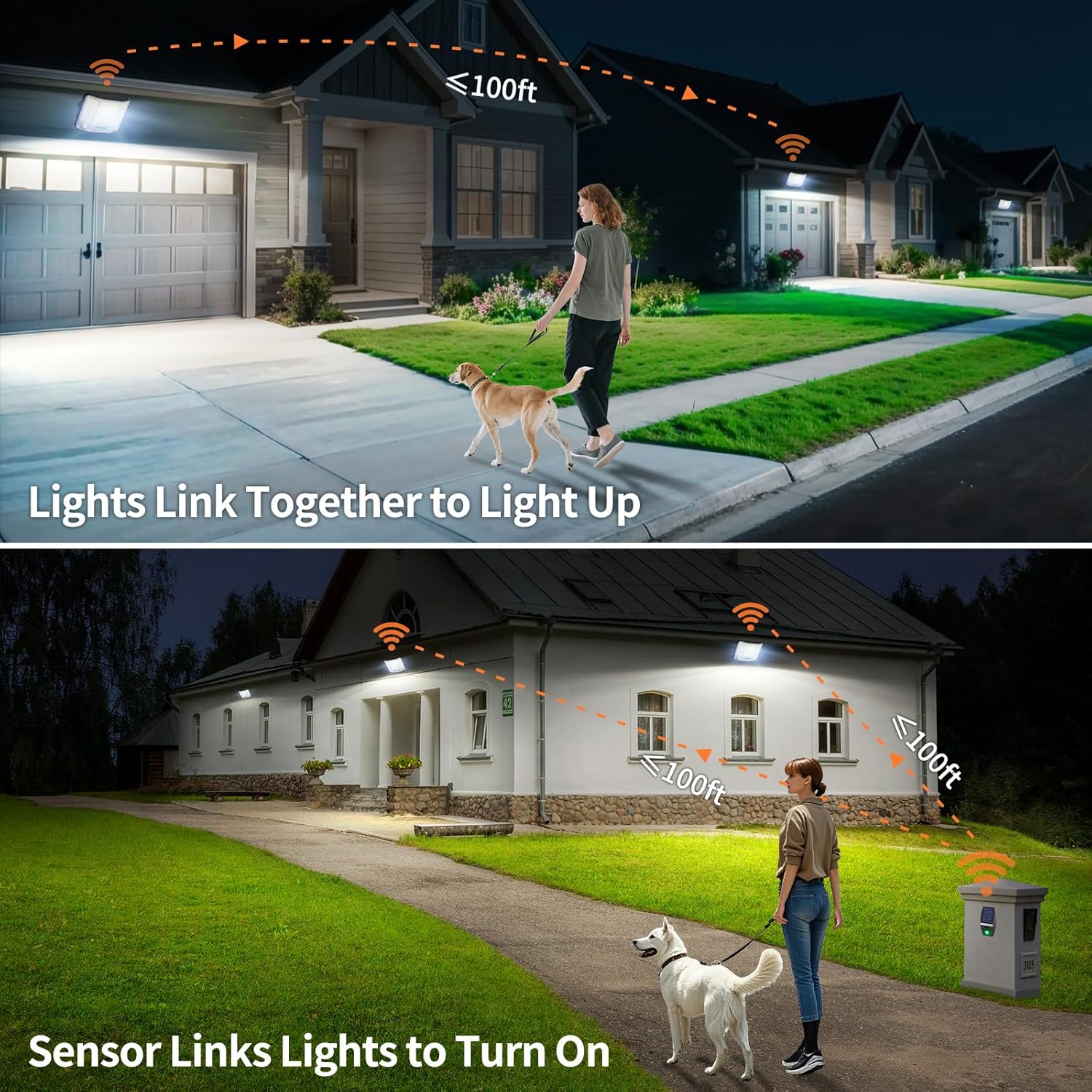 Solar Security Lights Outdoor Motion Sensor 4000LM Solar Flood Lights Waterproof with 20000mAh Battery 5M Cable Linkage Motion Solar Lights for Yard Garage 