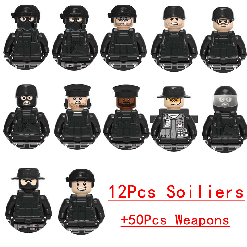 (Police D) Building Blocks Military Figures Police Special Forces Dolls Puzzle Toy Christmas Gifts for Kids