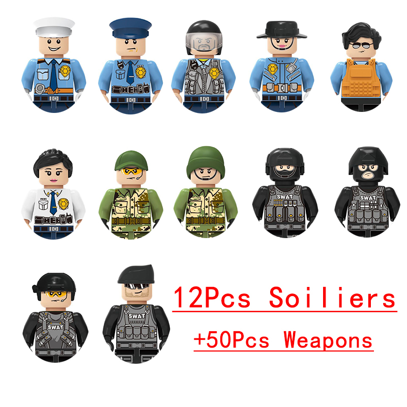 (Police D) Building Blocks Military Figures Police Special Forces Dolls Puzzle Toy Christmas Gifts for Kids