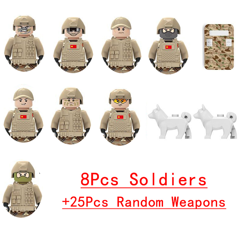 (Police D) Building Blocks Military Figures Police Special Forces Dolls Puzzle Toy Christmas Gifts for Kids