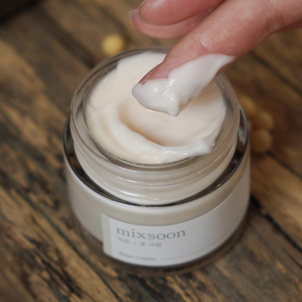 mixsoon Bean Cream-Deep Moisturizer Face Cream Hydrating and Smoothing Face Fermented Soybean Extract Lightweight Non-Sticky Finish 50ml Korean Glass Skin Care