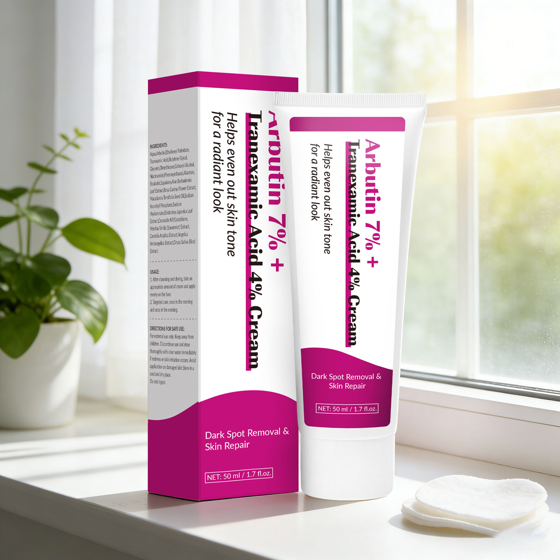 Arbutin 7 Percent Tranexamic Acid 4 Percent Cream For Skin Brightening And Even Tone Daily Face Treatment 50ml