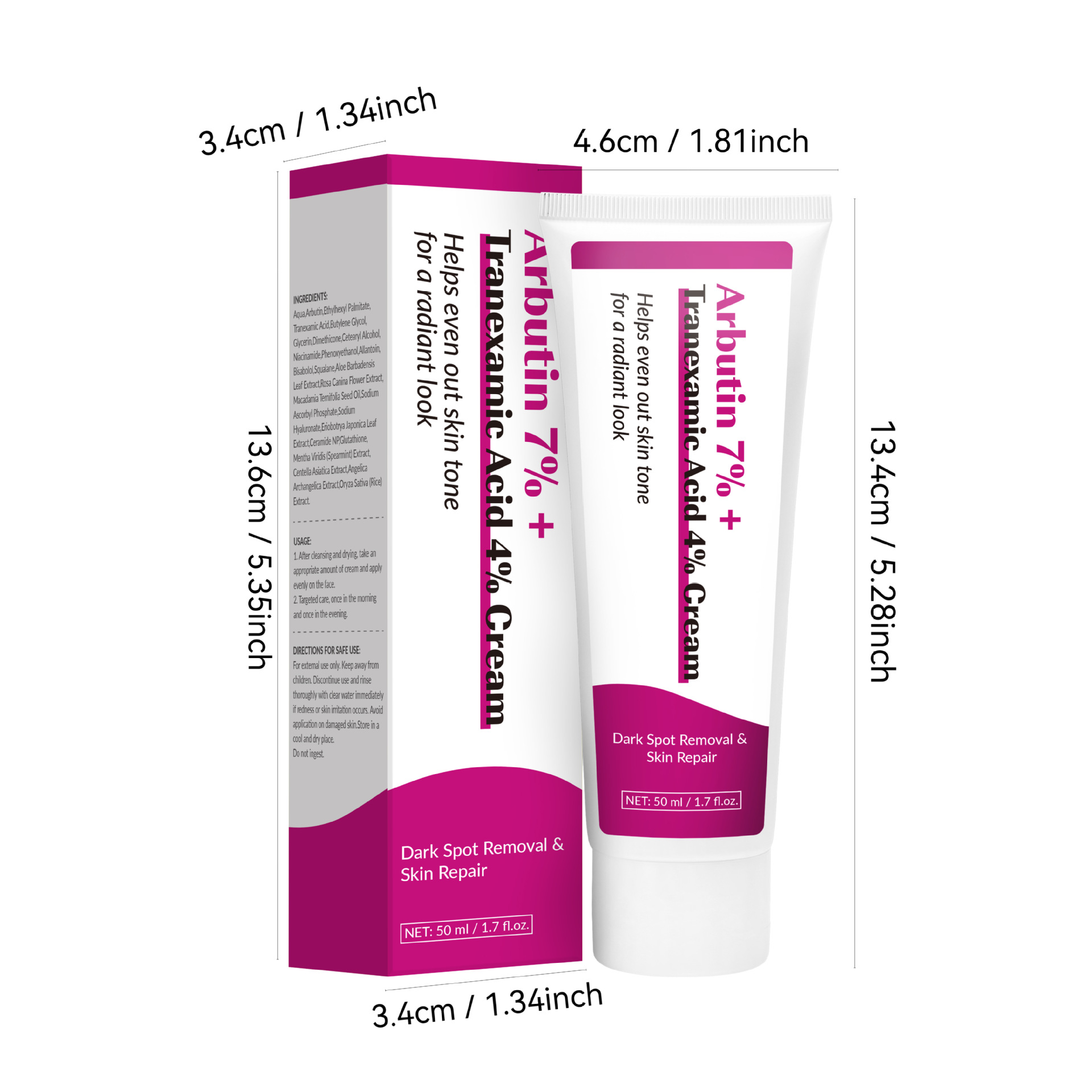 Arbutin 7 Percent Tranexamic Acid 4 Percent Cream For Skin Brightening And Even Tone Daily Face Treatment 50ml