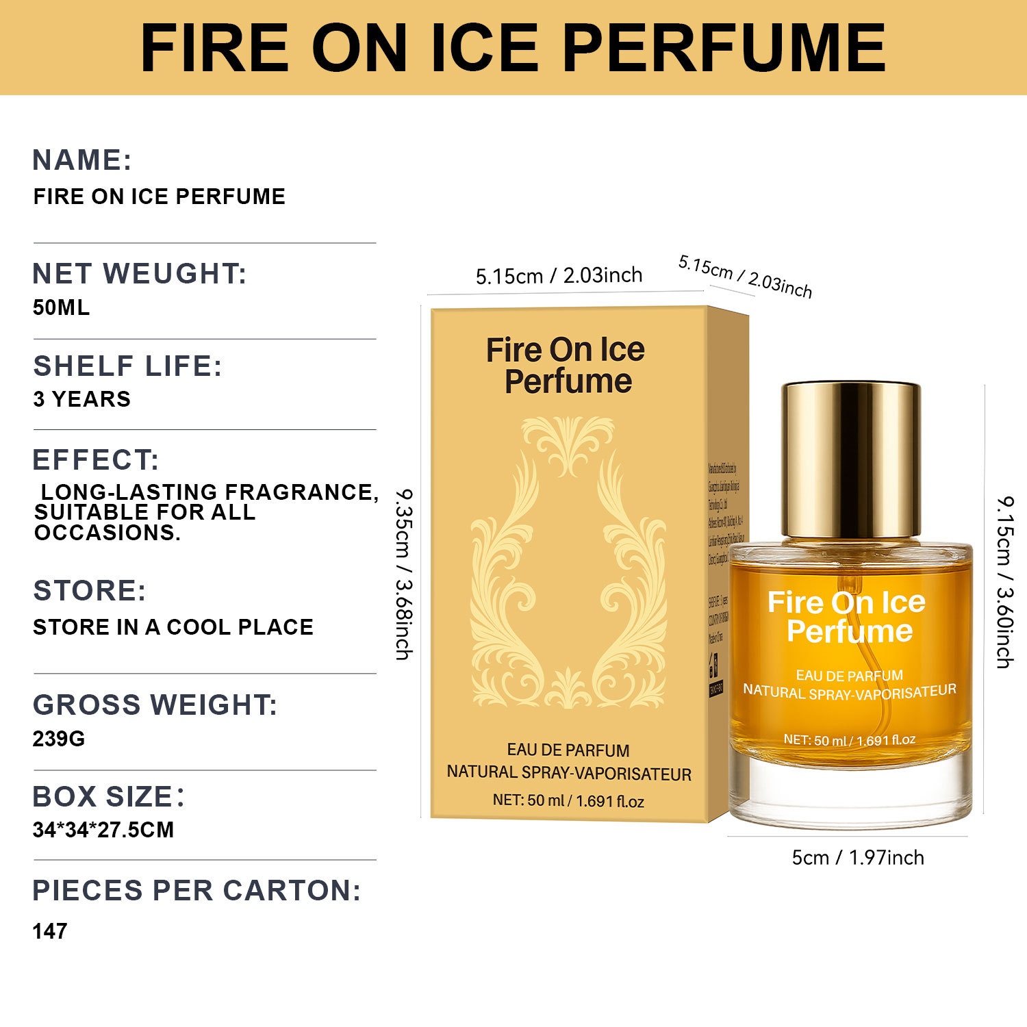 Fire On Ice Perfume Eau De Parfum Fresh Warm Contrast Long Lasting Fragrance For Daily Wear 50ml