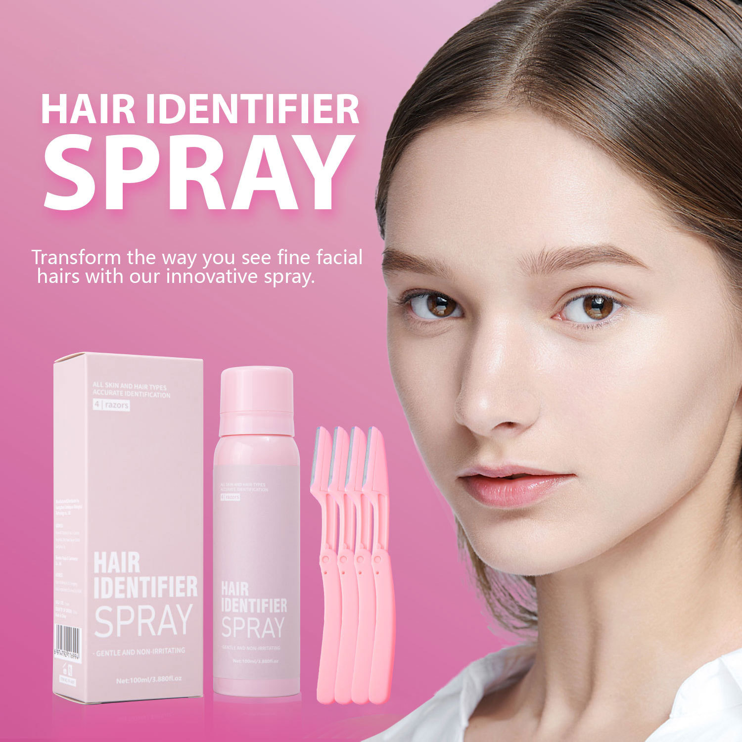 Hair Identifying Spray For Facial And Body Hair Cleansing Preparation Daily Grooming And Skin Care 100ml