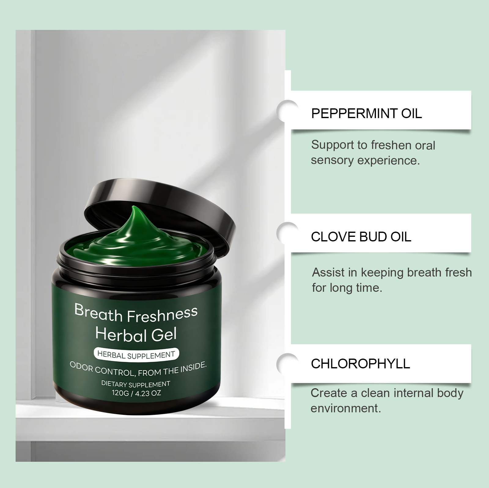 Joy Taste Mouth Cleansing Gel Herbal Plant Mild Clean Neutralize Oral Odor Substance Fresh Breath