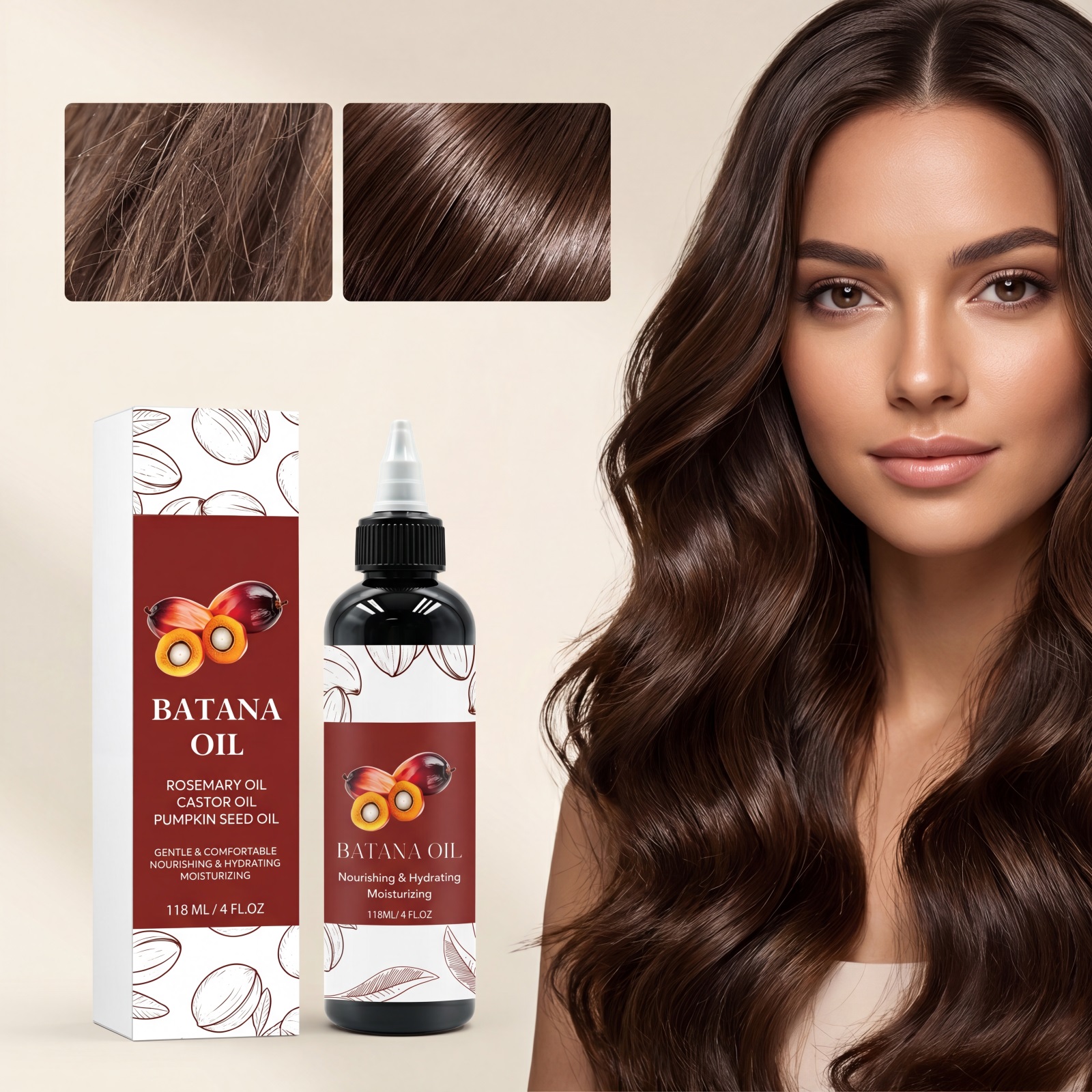 Batana Hair Oil Volumizing Nourishing Silky Shiny Refreshing Hydrating Hair Daily Care Product