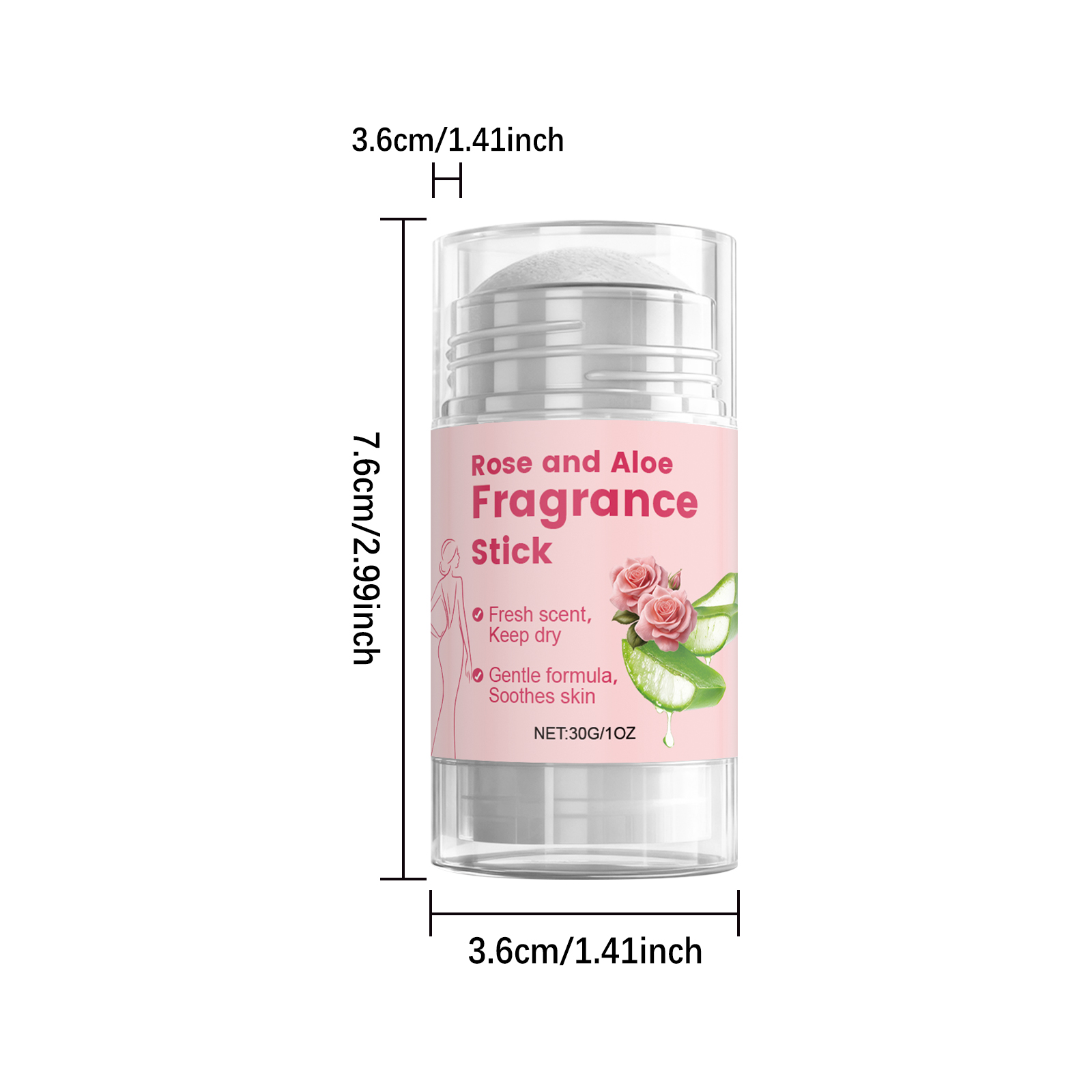 Rose Aloe Fragrance Stick Mild Skin Friendly Fresh Cozy Hydrate Skin Natural Fragrance Light Easy Carry Full Body Use