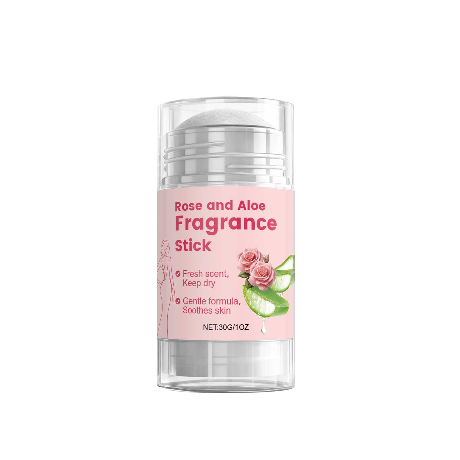 Rose Aloe Fragrance Stick Mild Skin Friendly Fresh Cozy Hydrate Skin Natural Fragrance Light Easy Carry Full Body Use