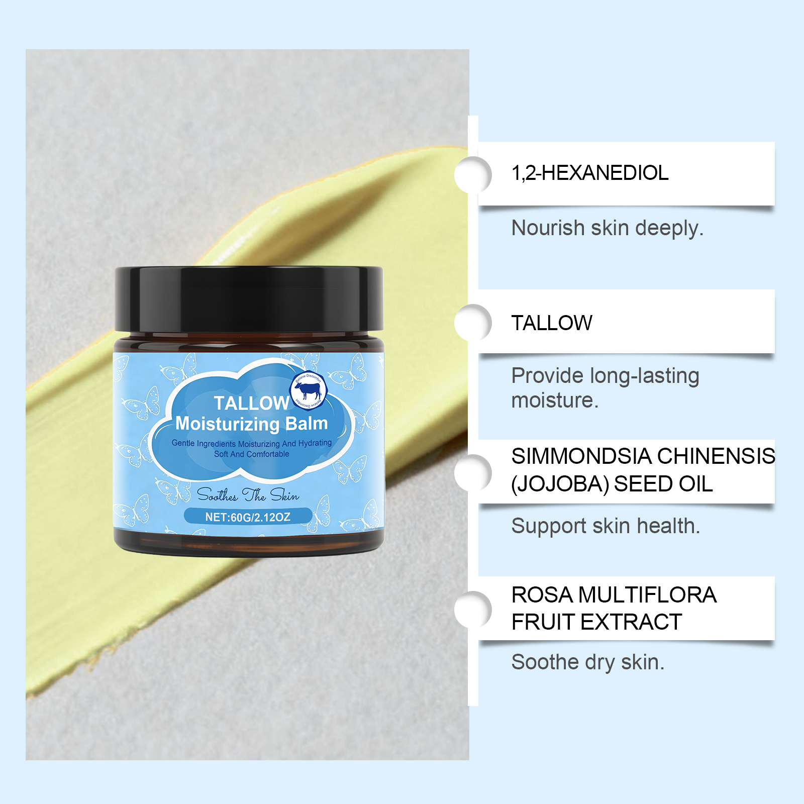 Butter Skin Balm Hydrating Moist Mild Formula For Face Body Daily Care Soft Smooth Skin