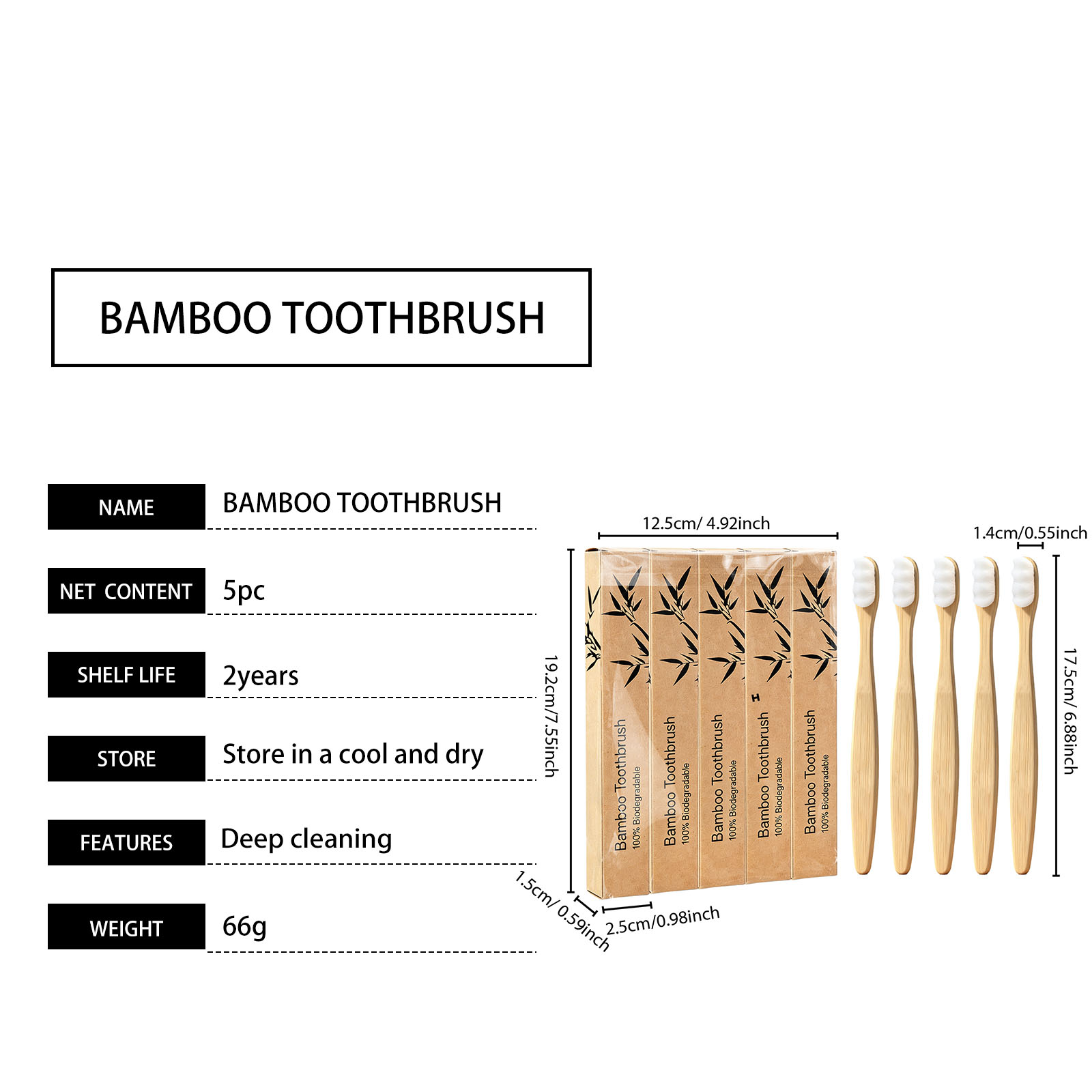Soft Fine Bristle Flat Bamboo Toothbrush Gentle Cleansing Manual Lightweight Handle For Daily Household Use
