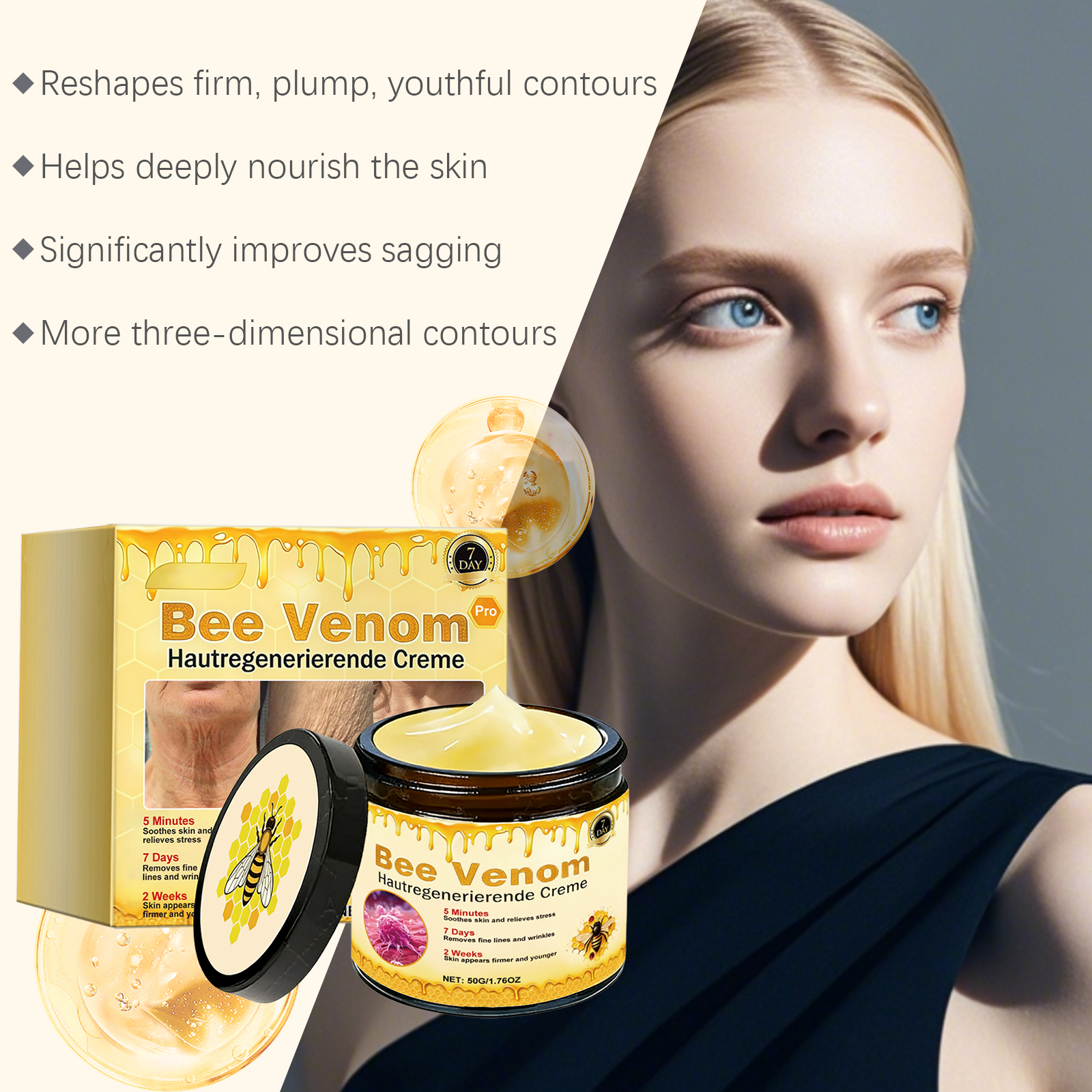 Bee Venom Facial Care Cream Mild Formula Nourish Delicate Smooth Moisturize Daily Face Skincare