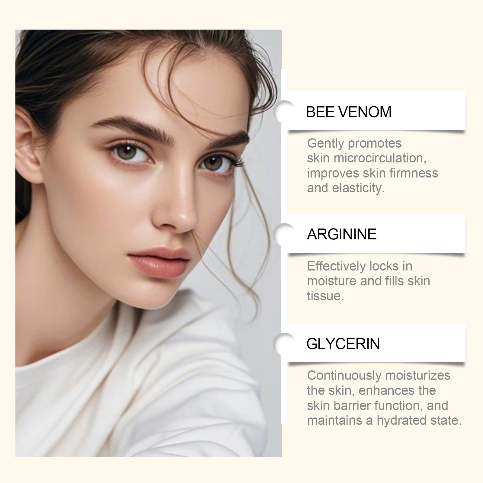 Bee Venom Facial Care Cream Mild Formula Nourish Delicate Smooth Moisturize Daily Face Skincare