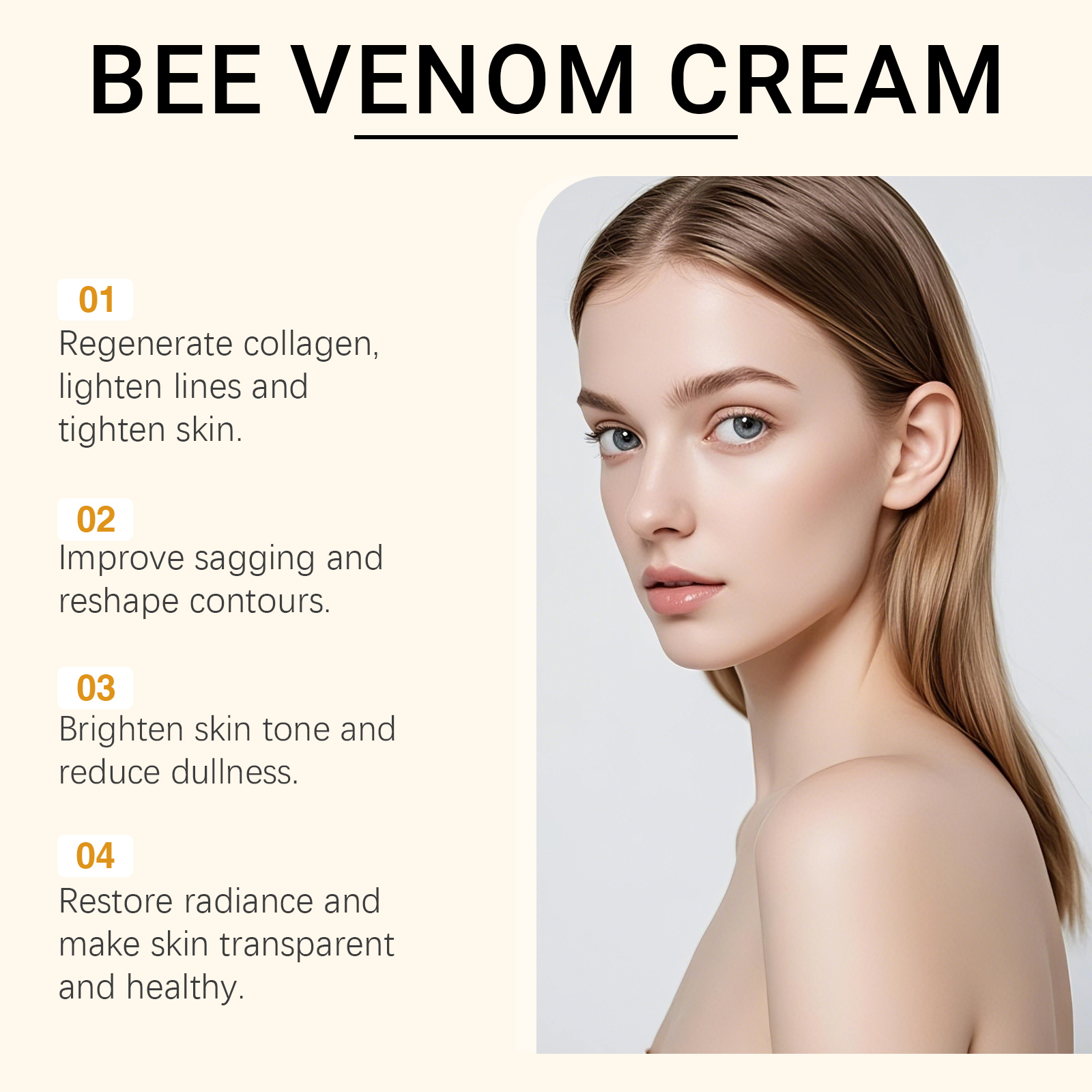 Bee Venom Facial Care Cream Mild Formula Nourish Delicate Smooth Moisturize Daily Face Skincare