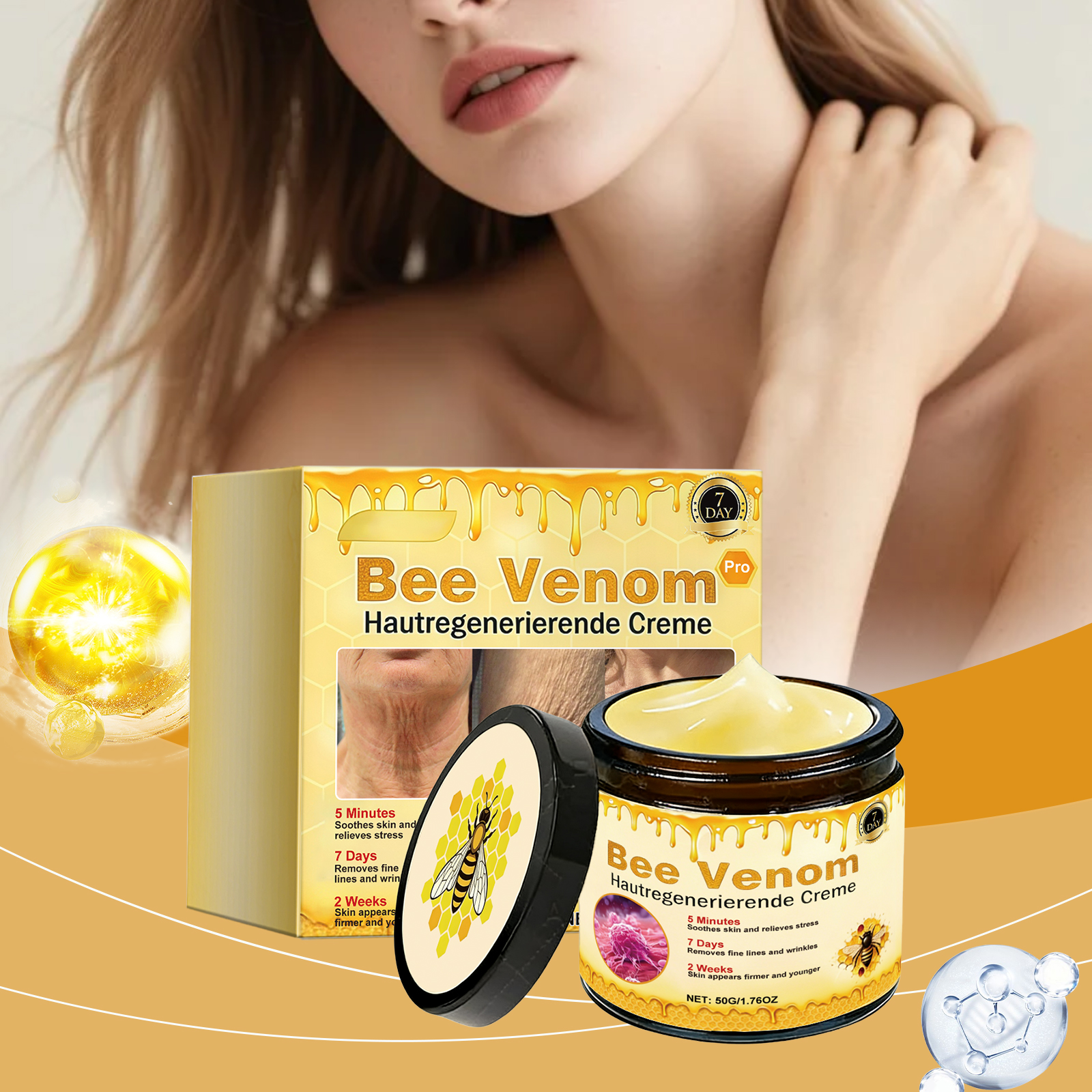 Bee Venom Facial Care Cream Mild Formula Nourish Delicate Smooth Moisturize Daily Face Skincare