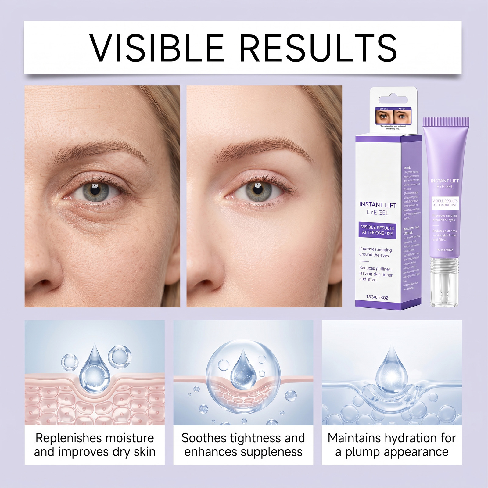 Eye Cream Soft Elastic Hydrating Texture Light Easy Absorb Mild Gentle Fit Various Skin Types
