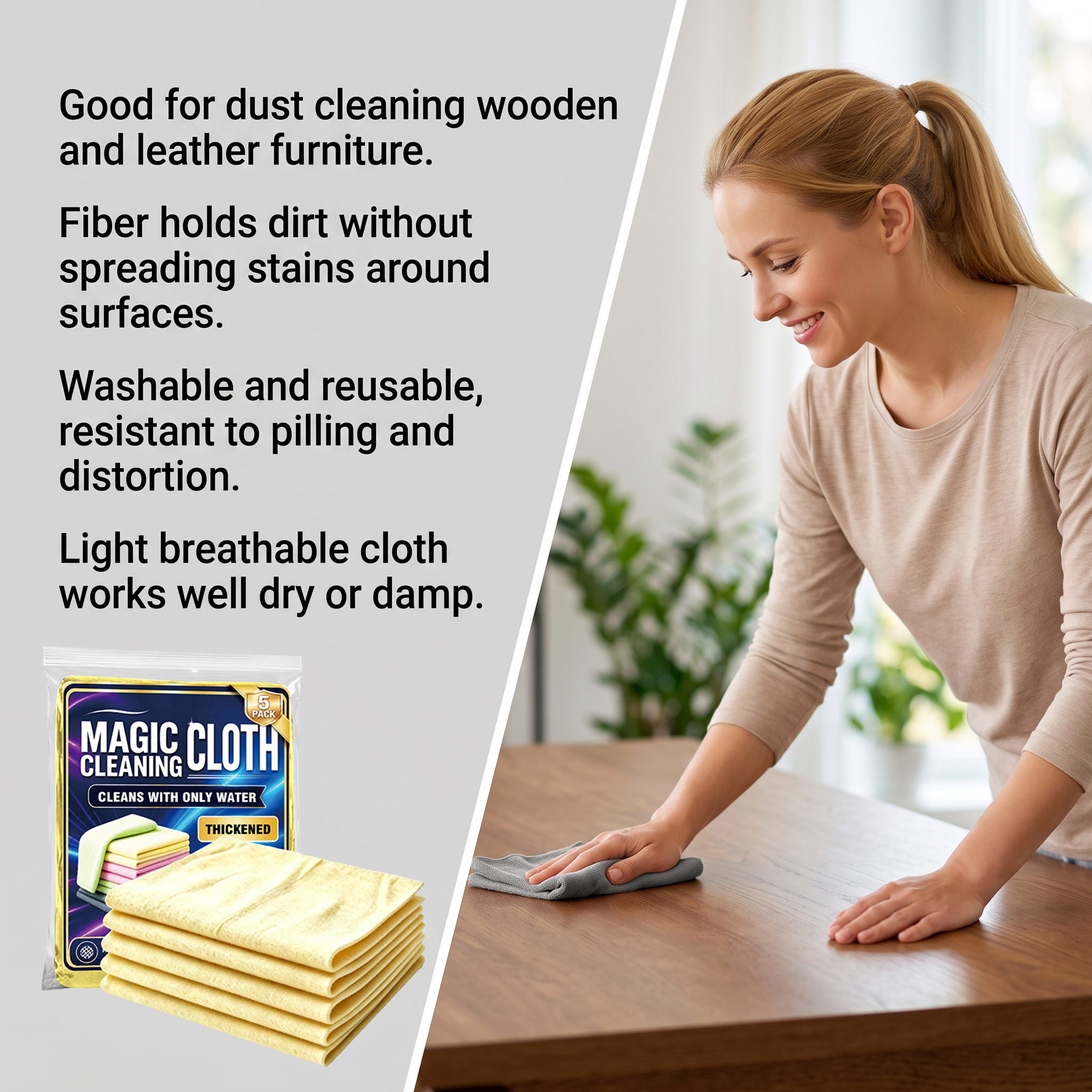 (Black) Microfiber Cleaning Cloth Daily Household Auto Body Interior Stain Cleans Multi Scene Applicable Rag