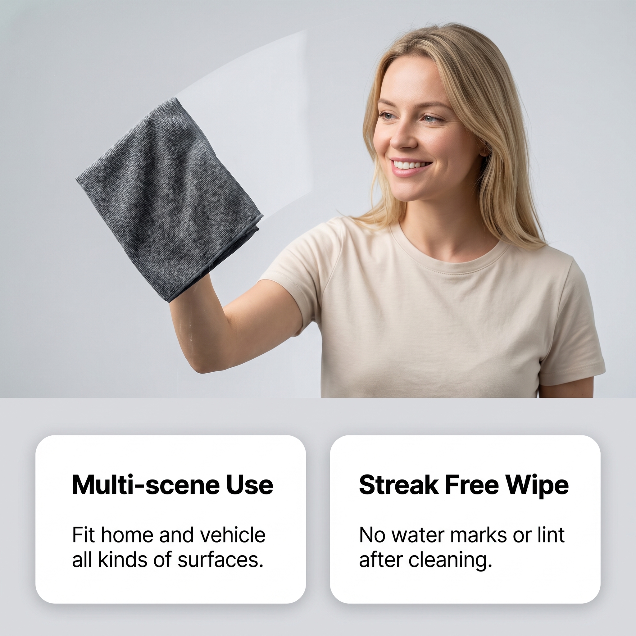 (Black) Microfiber Cleaning Cloth Daily Household Auto Body Interior Stain Cleans Multi Scene Applicable Rag