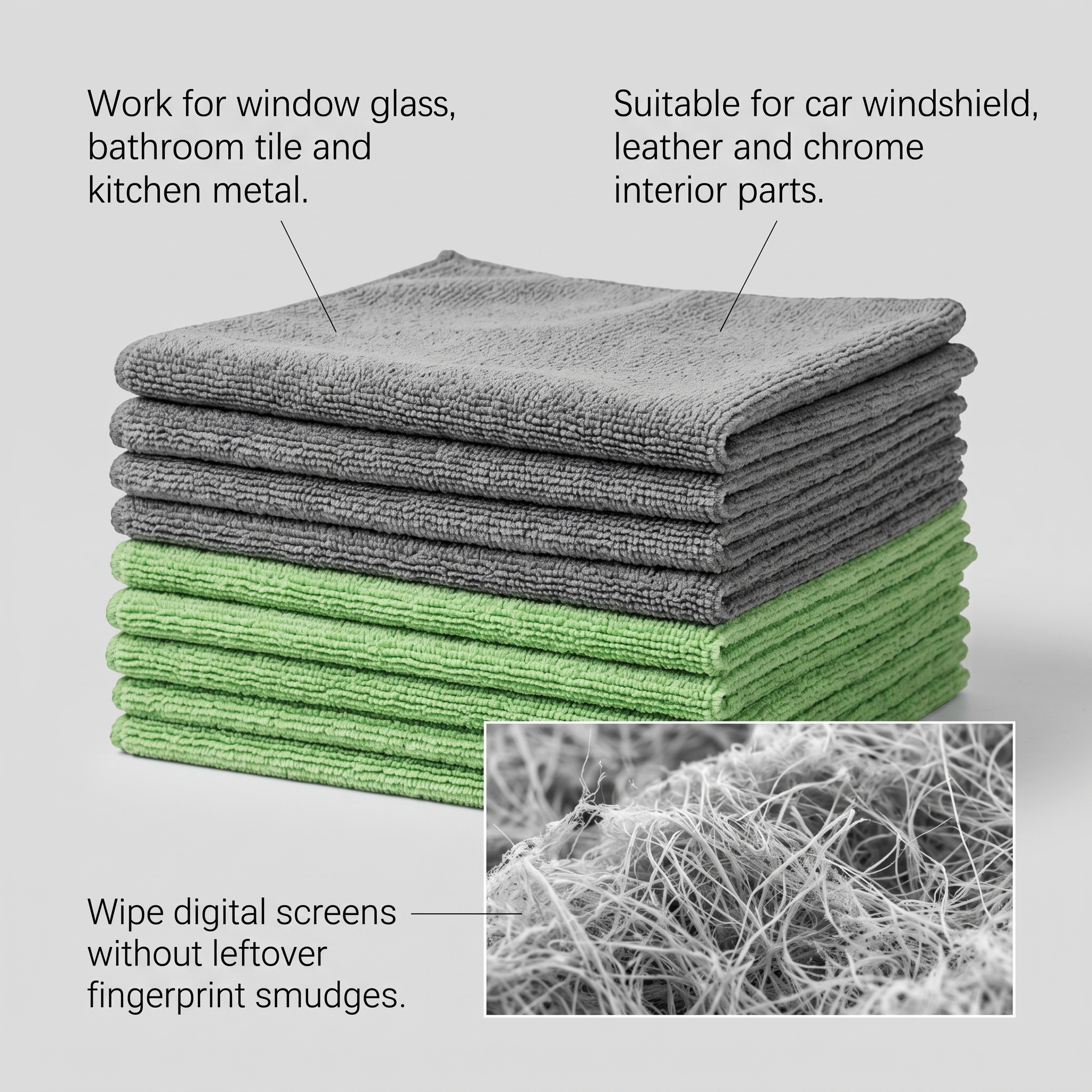 (Black) Microfiber Cleaning Cloth Daily Household Auto Body Interior Stain Cleans Multi Scene Applicable Rag