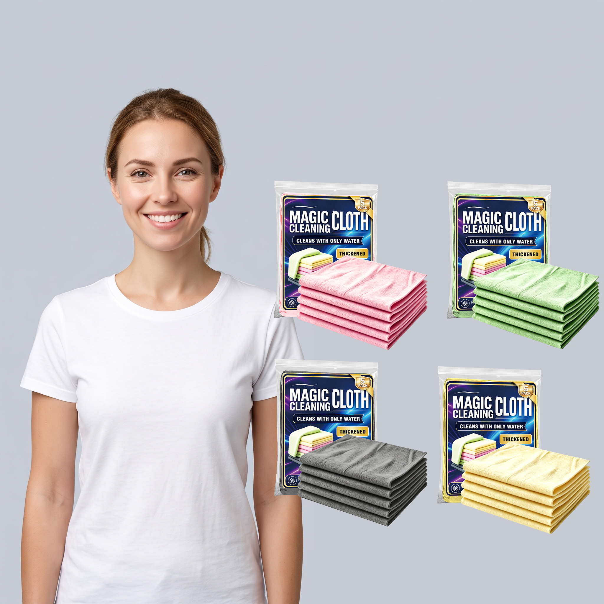 (Black) Microfiber Cleaning Cloth Daily Household Auto Body Interior Stain Cleans Multi Scene Applicable Rag