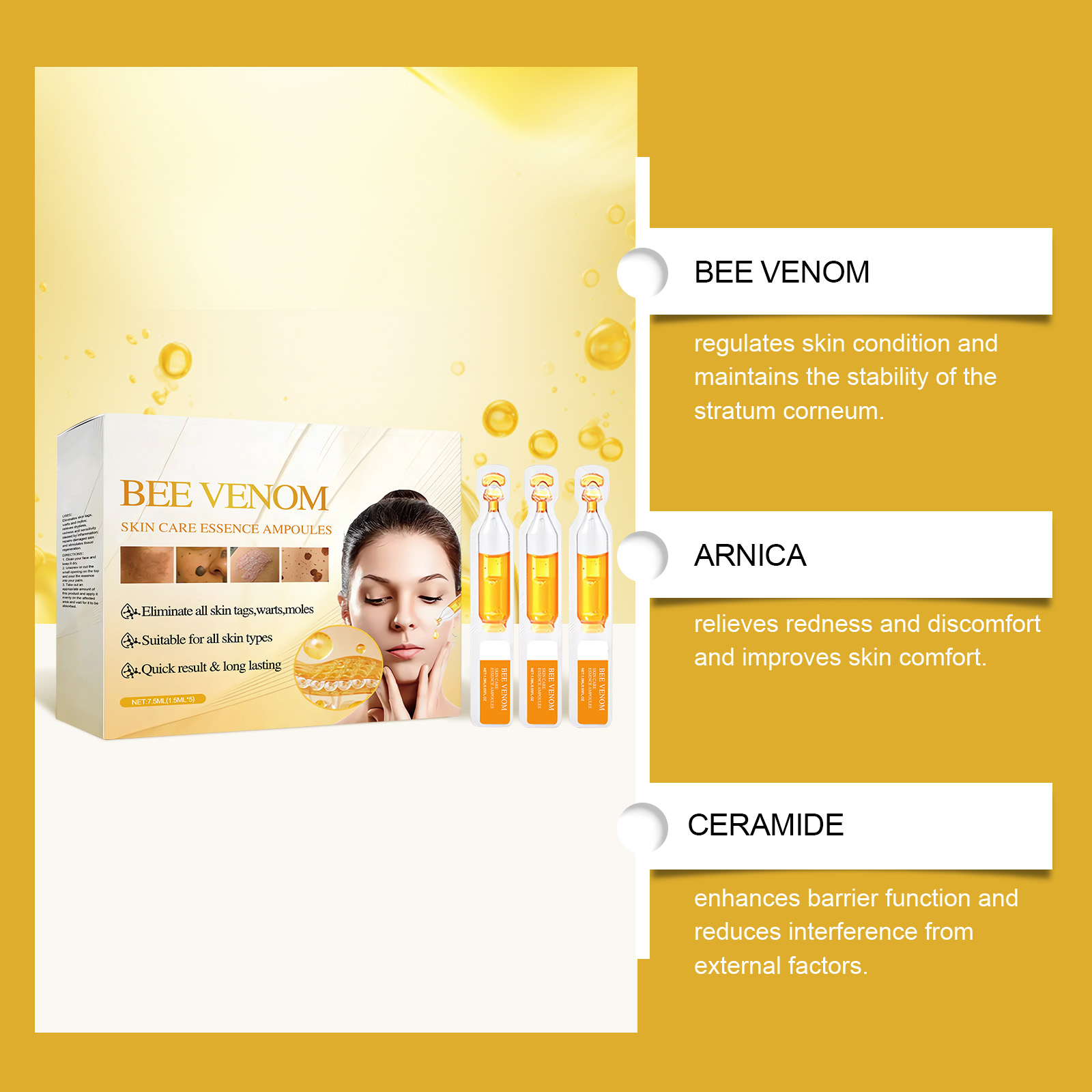 Skin Essence Ampoule Mild Formula Reduce Flat Warts Facial Eye Smooth Care Daily Nursing