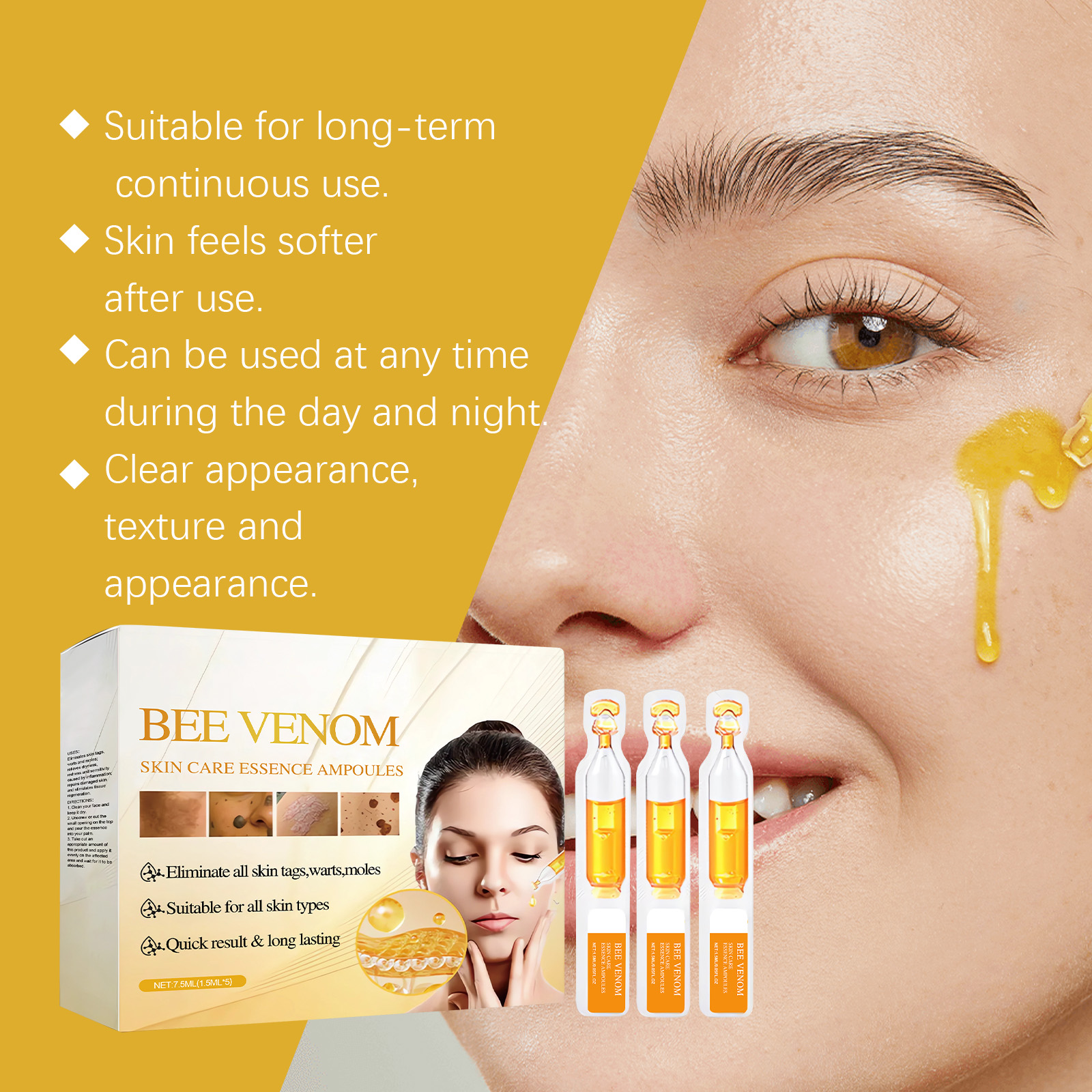 Skin Essence Ampoule Mild Formula Reduce Flat Warts Facial Eye Smooth Care Daily Nursing