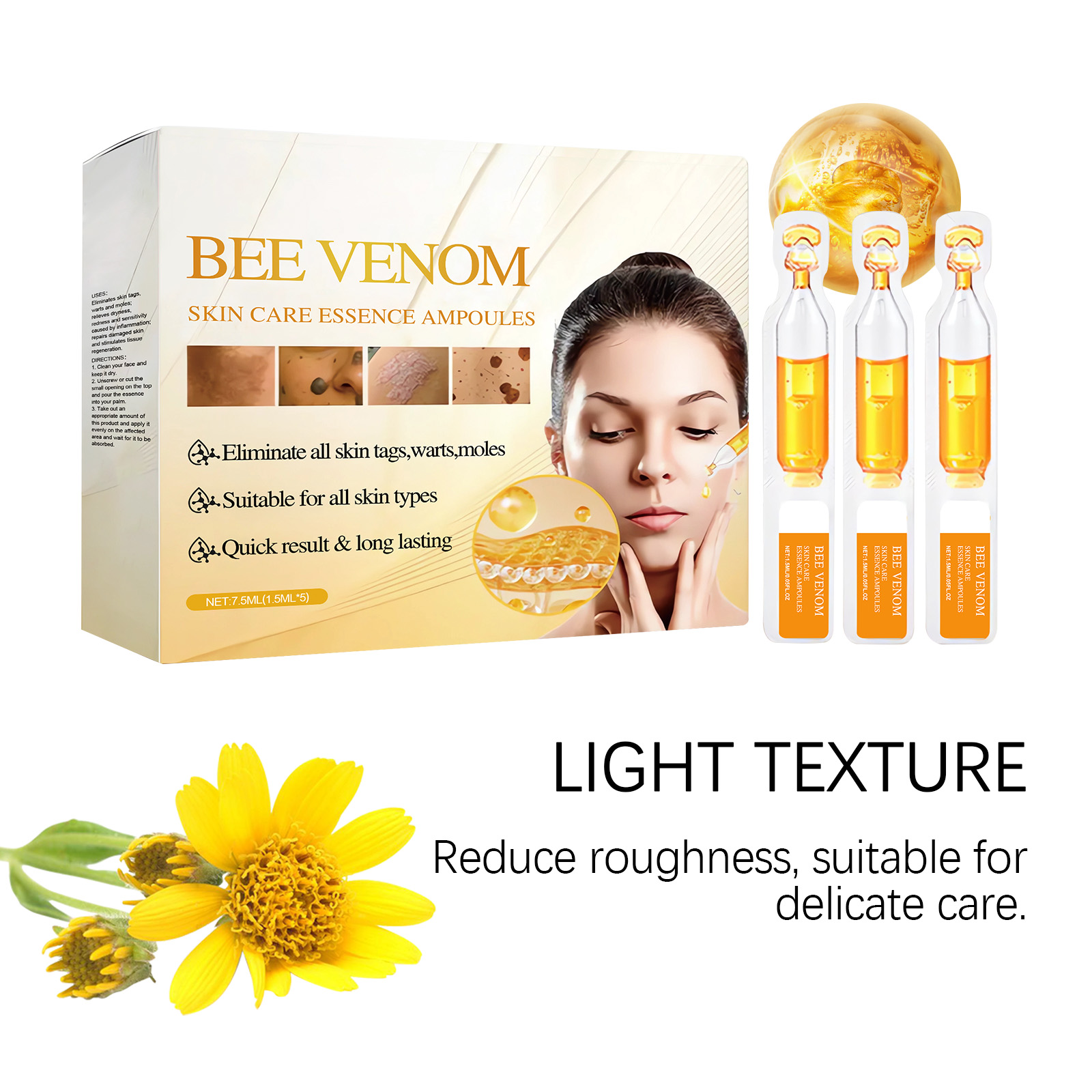 Skin Essence Ampoule Mild Formula Reduce Flat Warts Facial Eye Smooth Care Daily Nursing