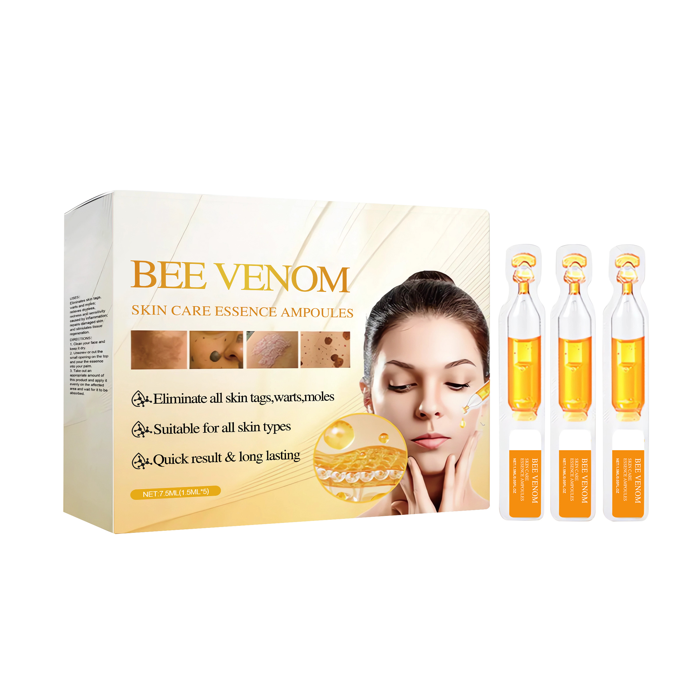 Skin Essence Ampoule Mild Formula Reduce Flat Warts Facial Eye Smooth Care Daily Nursing