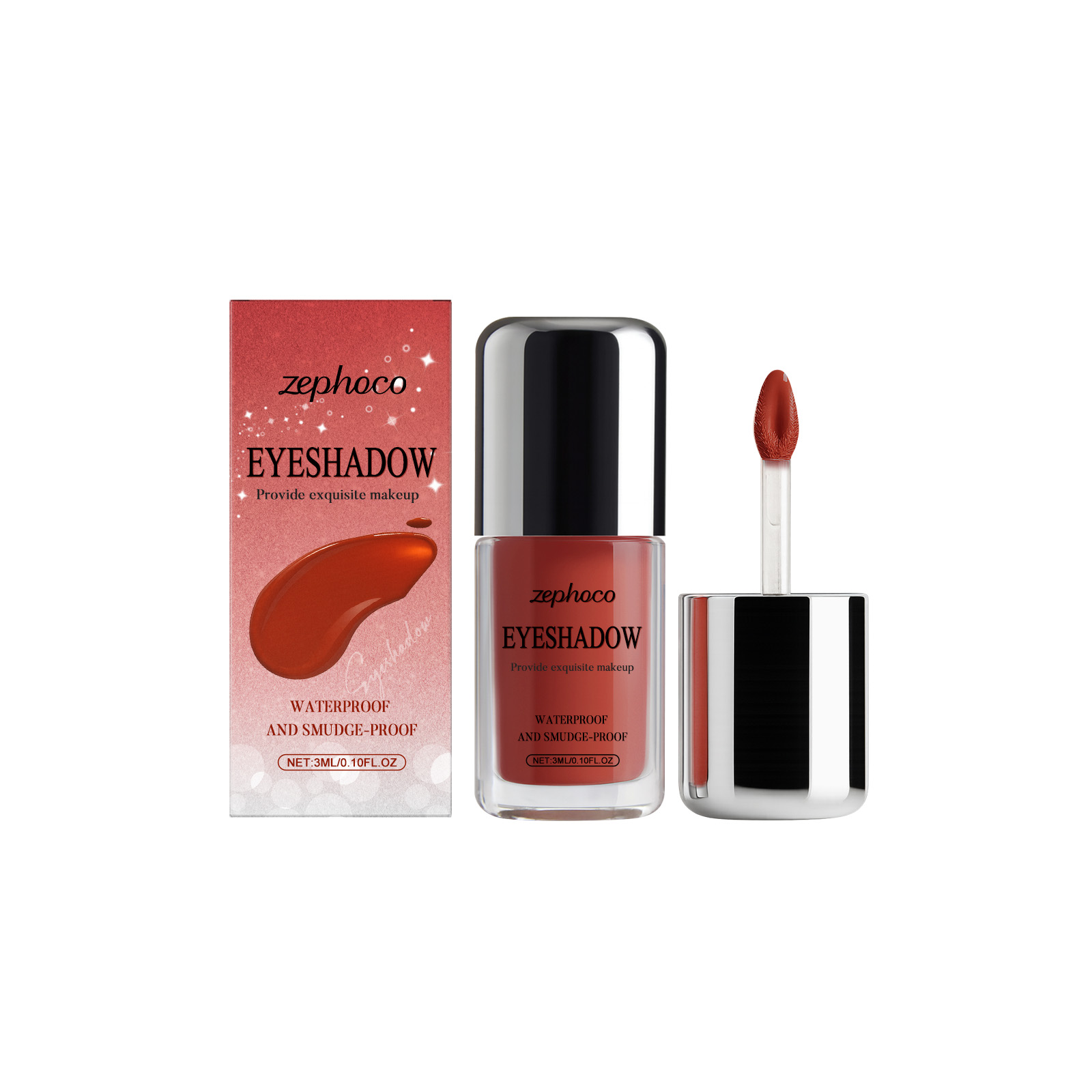(Red) Shimmer Liquid Eyeshadow Natural Color Rendering Easy To Apply Eye Makeup Party Look Portable Cosmetic