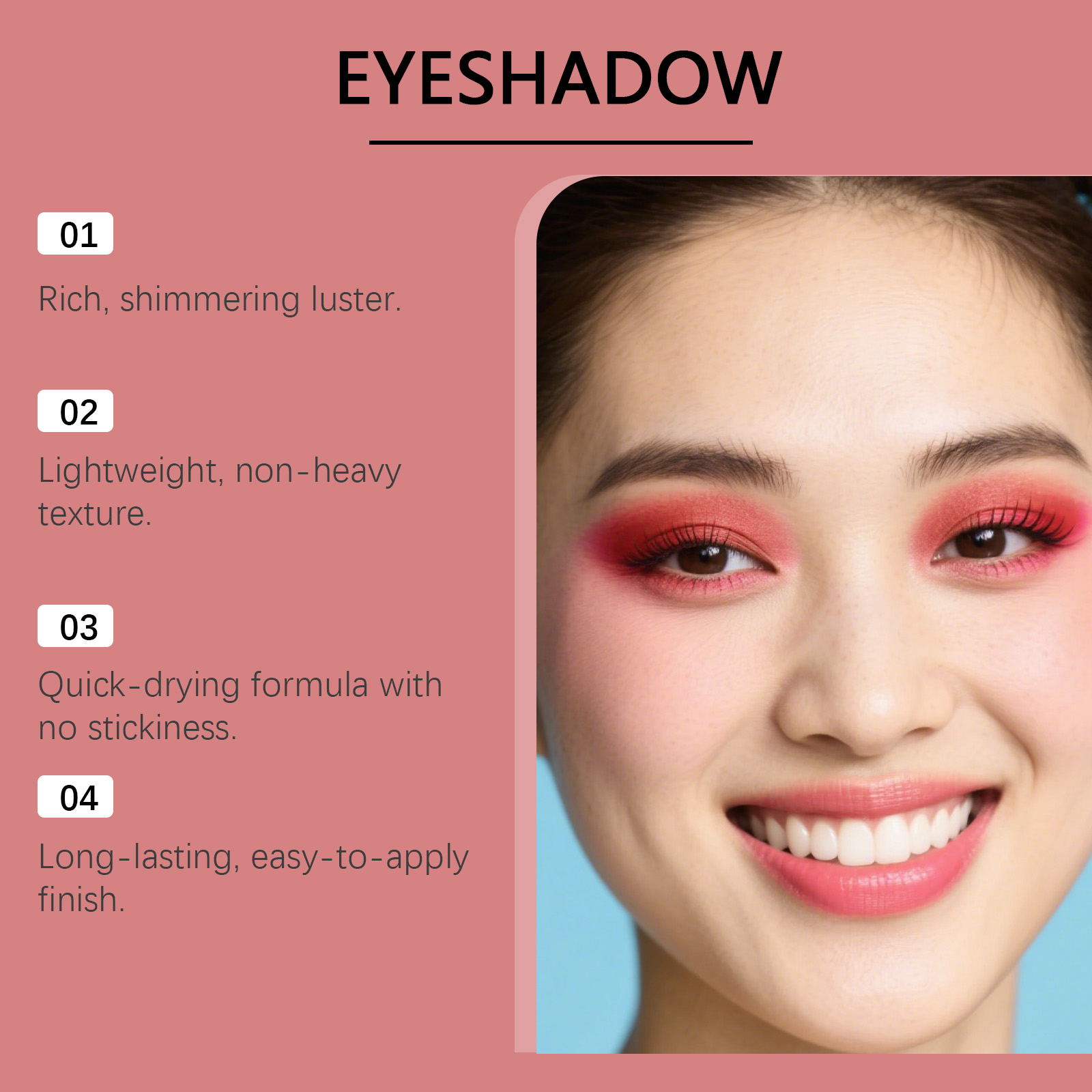 (Red) Shimmer Liquid Eyeshadow Natural Color Rendering Easy To Apply Eye Makeup Party Look Portable Cosmetic