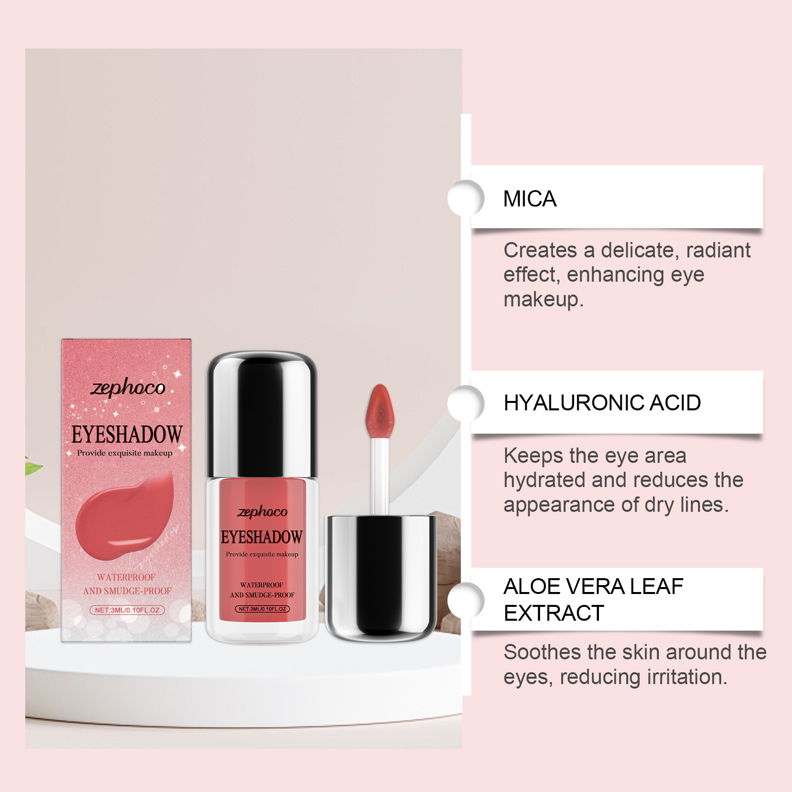 (Red) Shimmer Liquid Eyeshadow Natural Color Rendering Easy To Apply Eye Makeup Party Look Portable Cosmetic