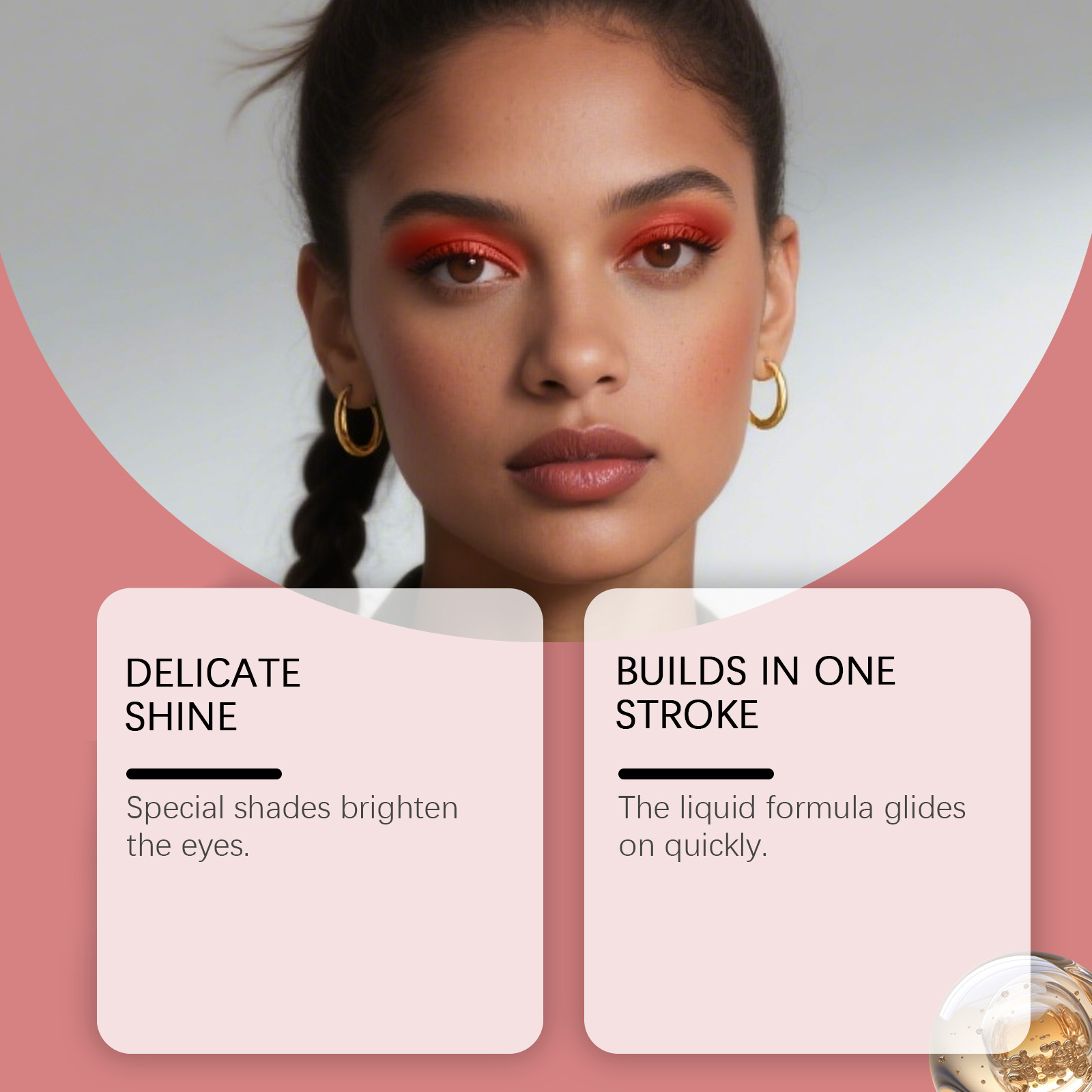 (Red) Shimmer Liquid Eyeshadow Natural Color Rendering Easy To Apply Eye Makeup Party Look Portable Cosmetic
