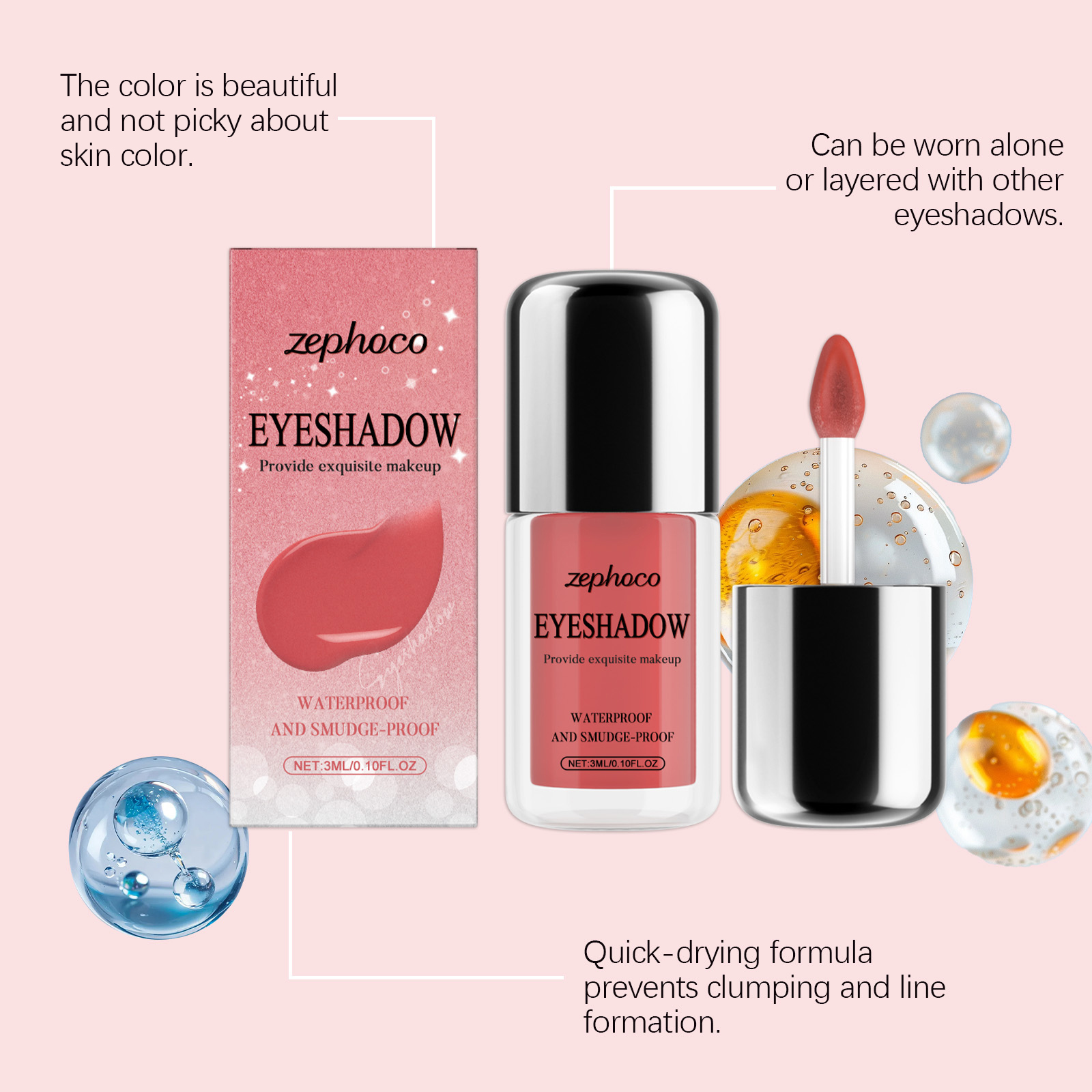 (Red) Shimmer Liquid Eyeshadow Natural Color Rendering Easy To Apply Eye Makeup Party Look Portable Cosmetic