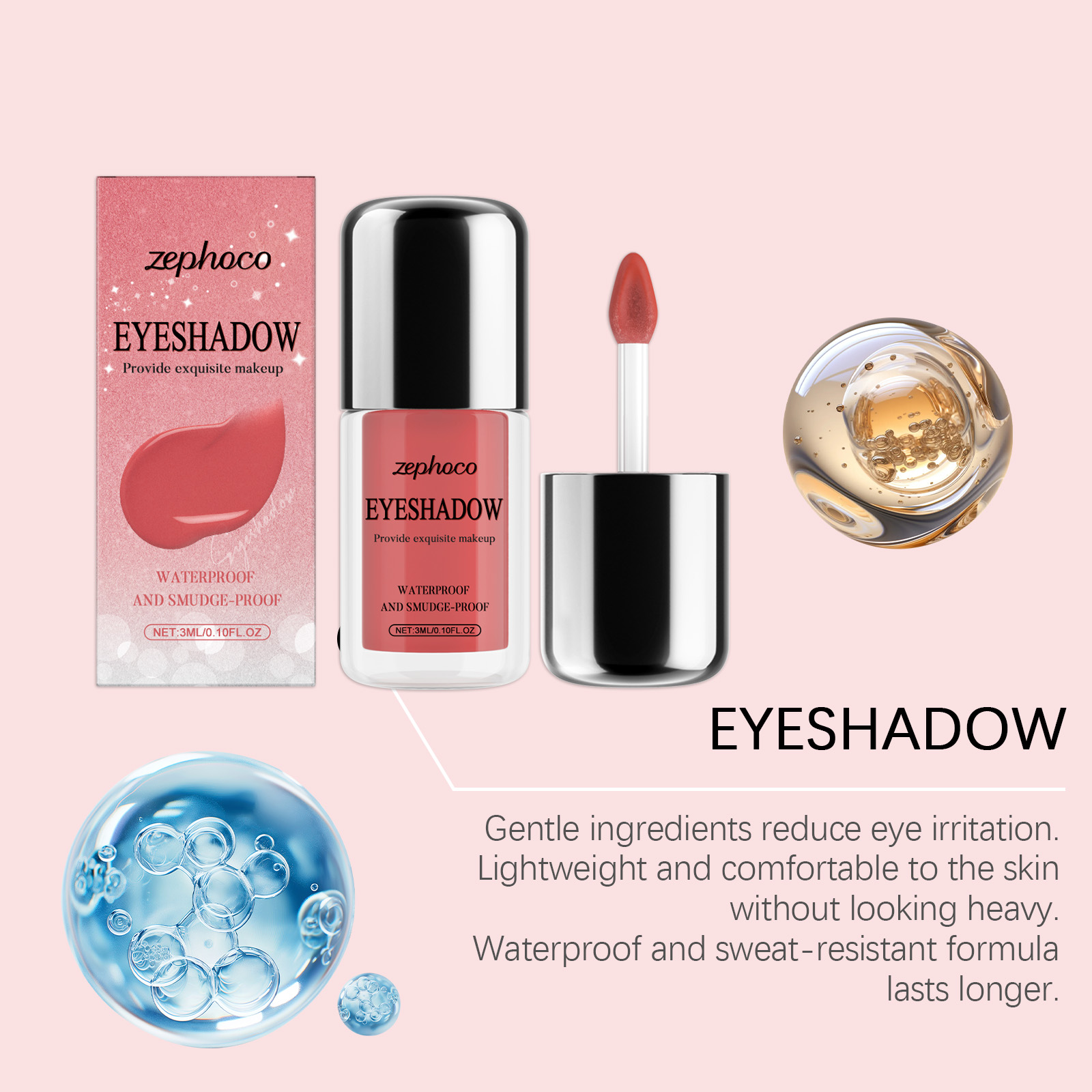(Red) Shimmer Liquid Eyeshadow Natural Color Rendering Easy To Apply Eye Makeup Party Look Portable Cosmetic