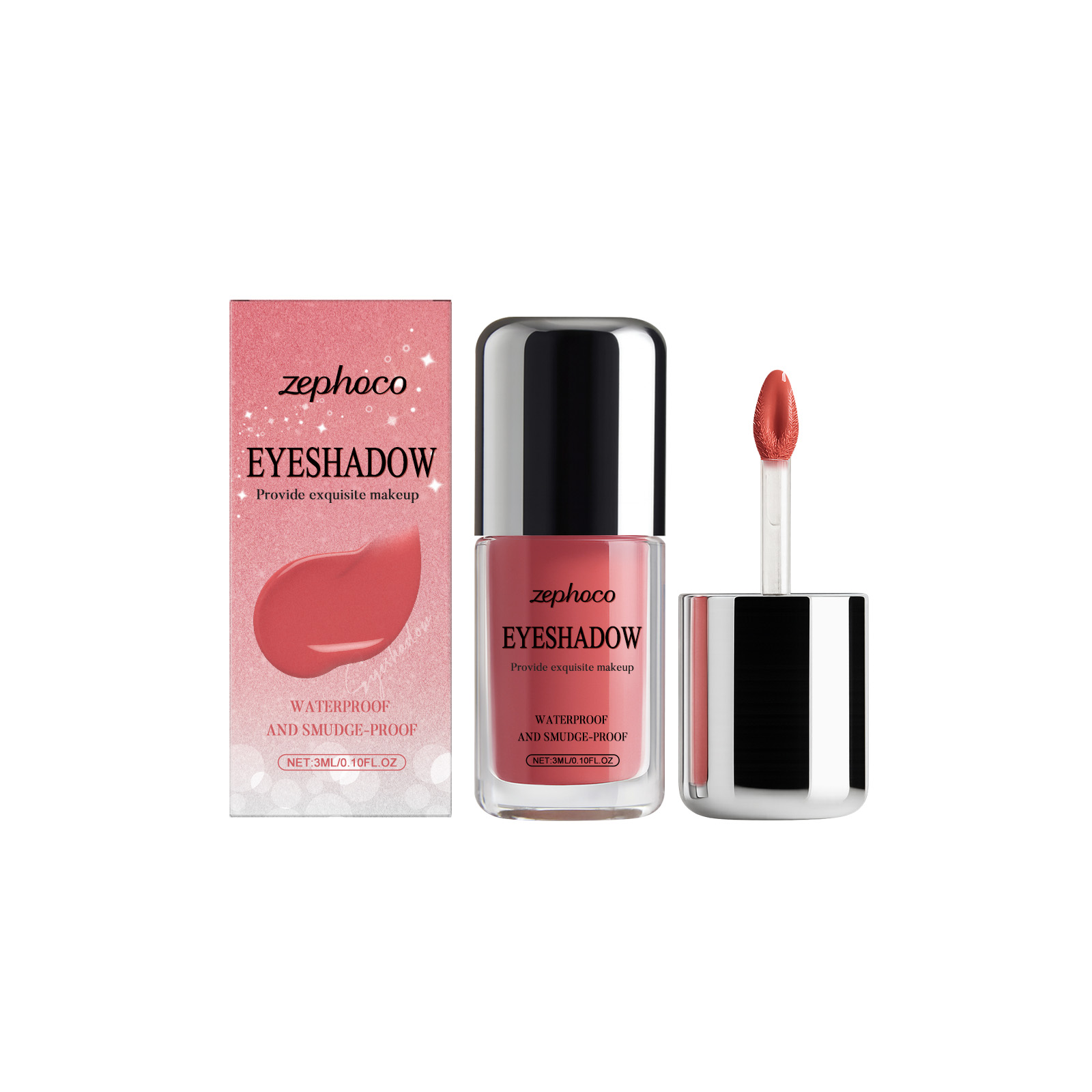 (Red) Shimmer Liquid Eyeshadow Natural Color Rendering Easy To Apply Eye Makeup Party Look Portable Cosmetic