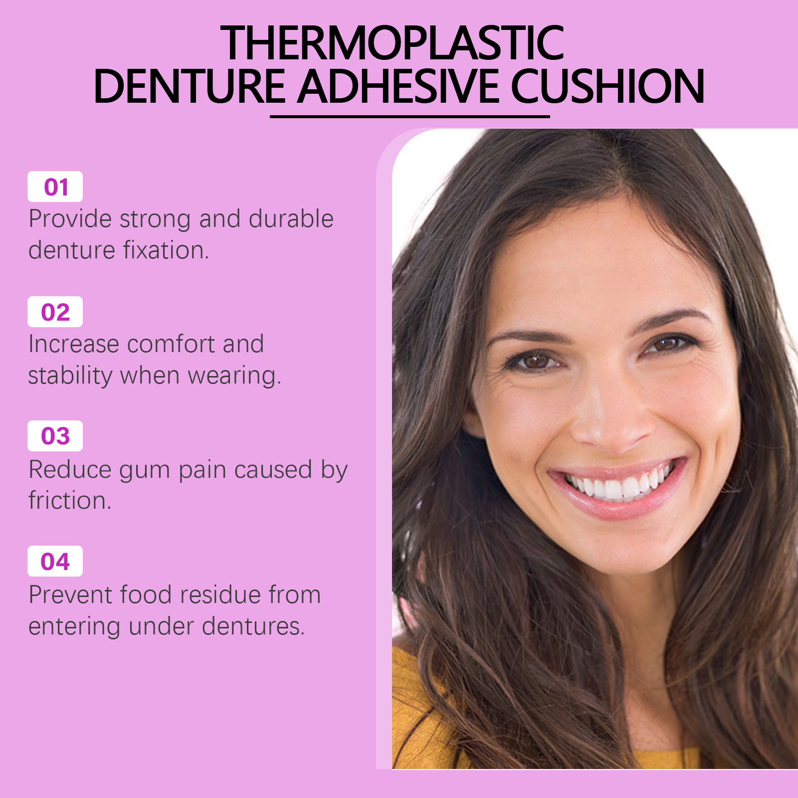 Denture Adhesive Thermoplastic Material To Secure Dentures And Boost Daily Wearing Comfort Feeling
