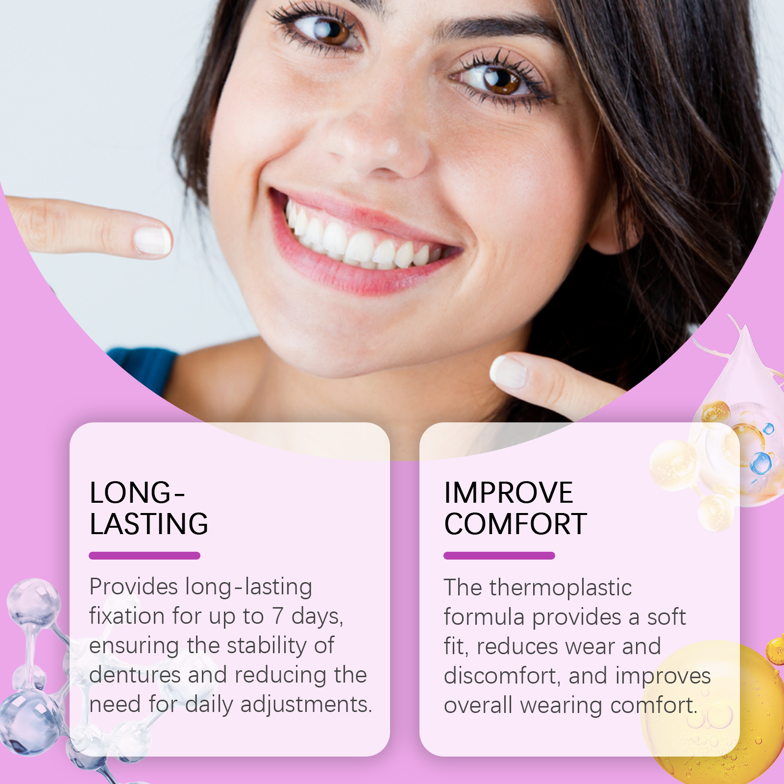 Denture Adhesive Thermoplastic Material To Secure Dentures And Boost Daily Wearing Comfort Feeling