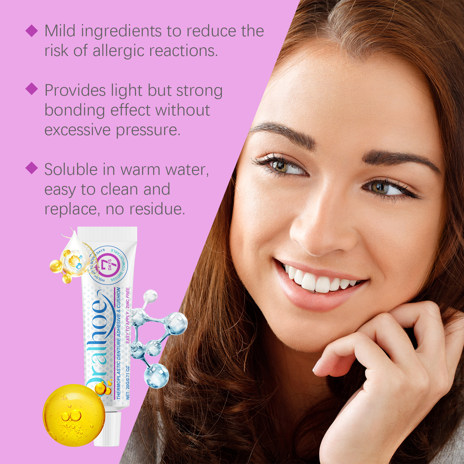 Denture Adhesive Thermoplastic Material To Secure Dentures And Boost Daily Wearing Comfort Feeling