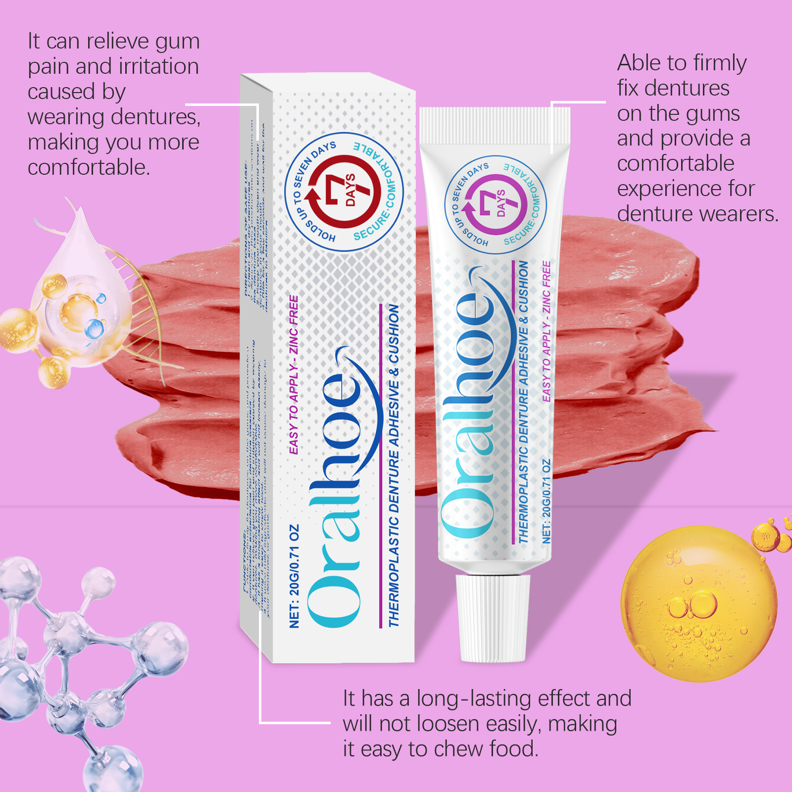 Denture Adhesive Thermoplastic Material To Secure Dentures And Boost Daily Wearing Comfort Feeling