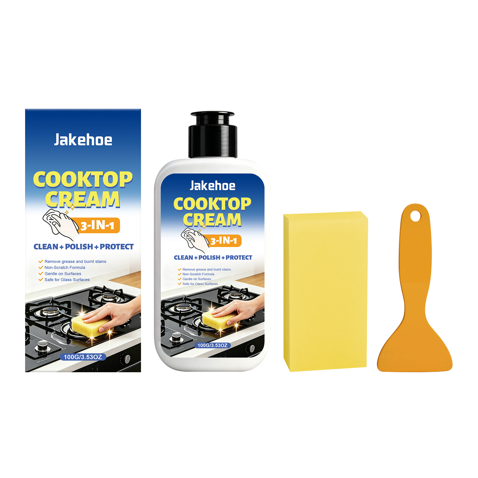 Stove Cleaner Kitchen Degreaser For Grease Food Residue Burnt Stains Daily Home Cooktop Cleaning