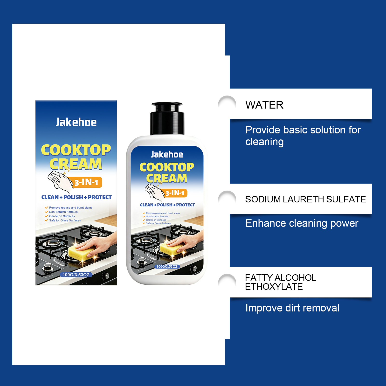 Stove Cleaner Kitchen Degreaser For Grease Food Residue Burnt Stains Daily Home Cooktop Cleaning