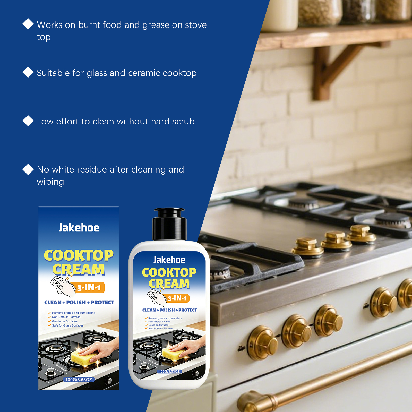 Stove Cleaner Kitchen Degreaser For Grease Food Residue Burnt Stains Daily Home Cooktop Cleaning