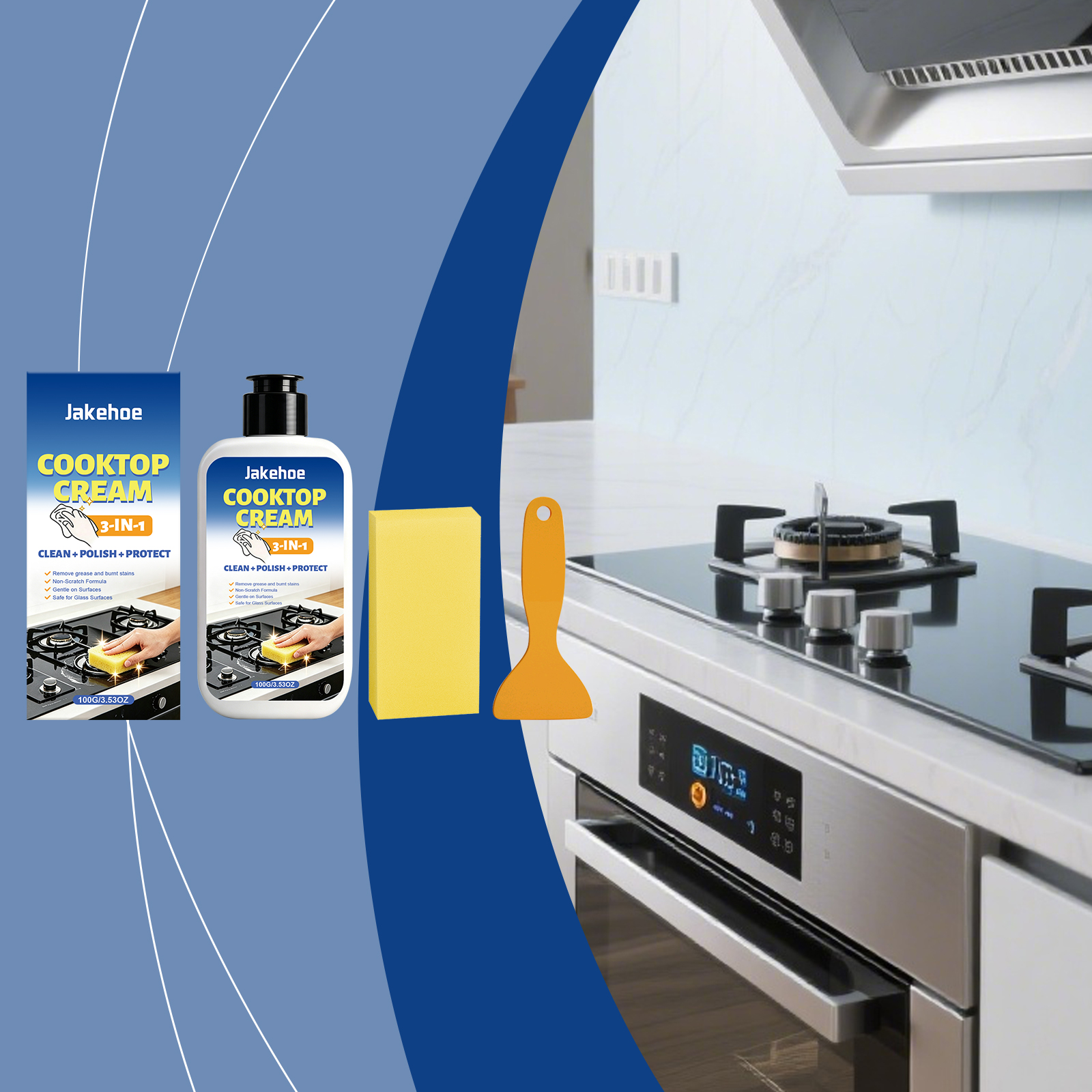 Stove Cleaner Kitchen Degreaser For Grease Food Residue Burnt Stains Daily Home Cooktop Cleaning