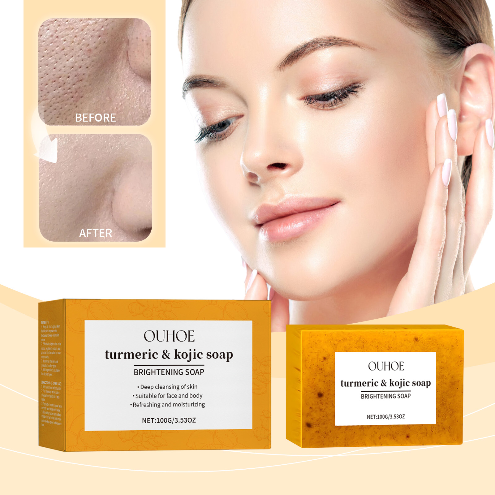 Lemon Turmeric Brightening Soap Bar Gentle Cleansing Moisturizing For Face And Body Daily Care 100g
