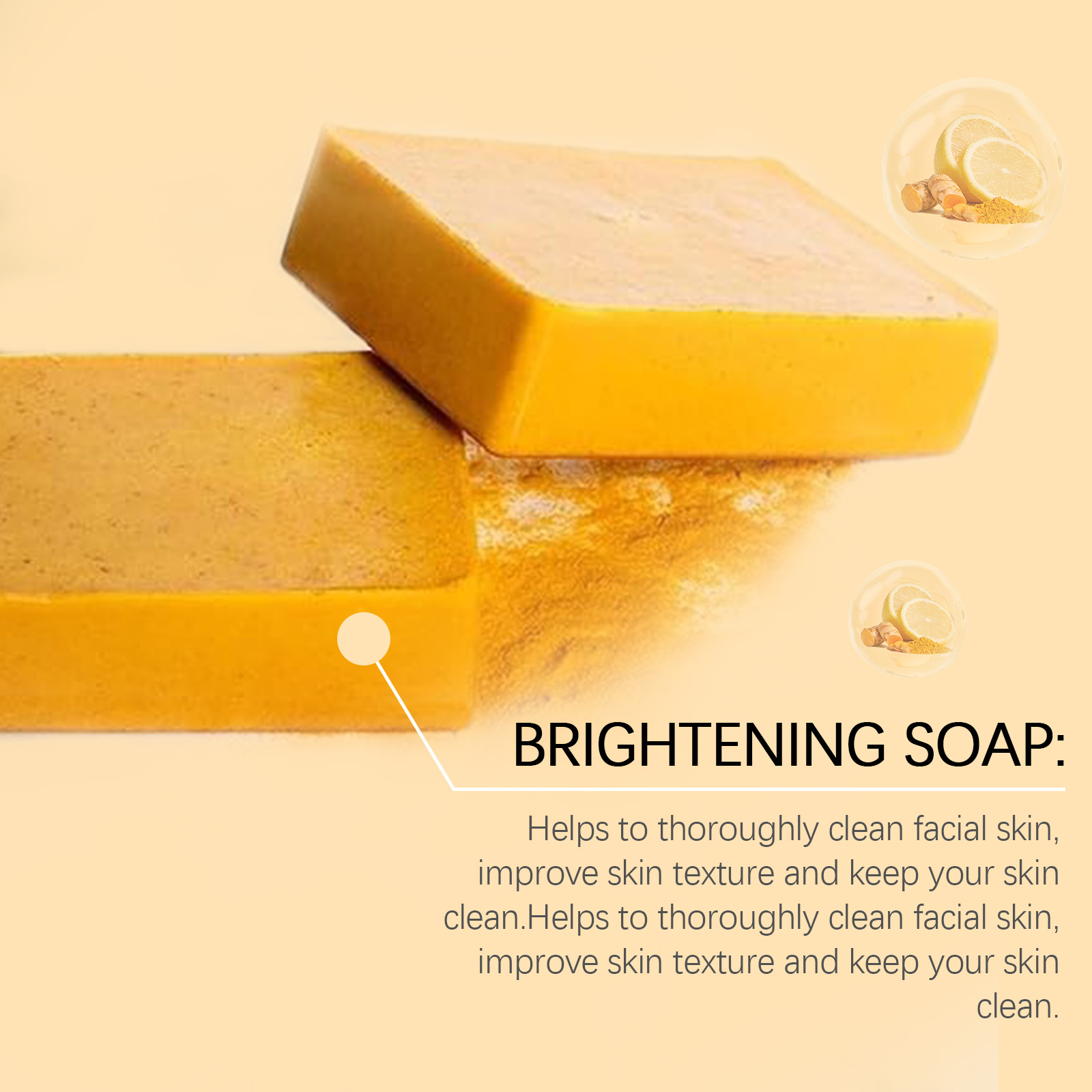 Lemon Turmeric Brightening Soap Bar Gentle Cleansing Moisturizing For Face And Body Daily Care 100g