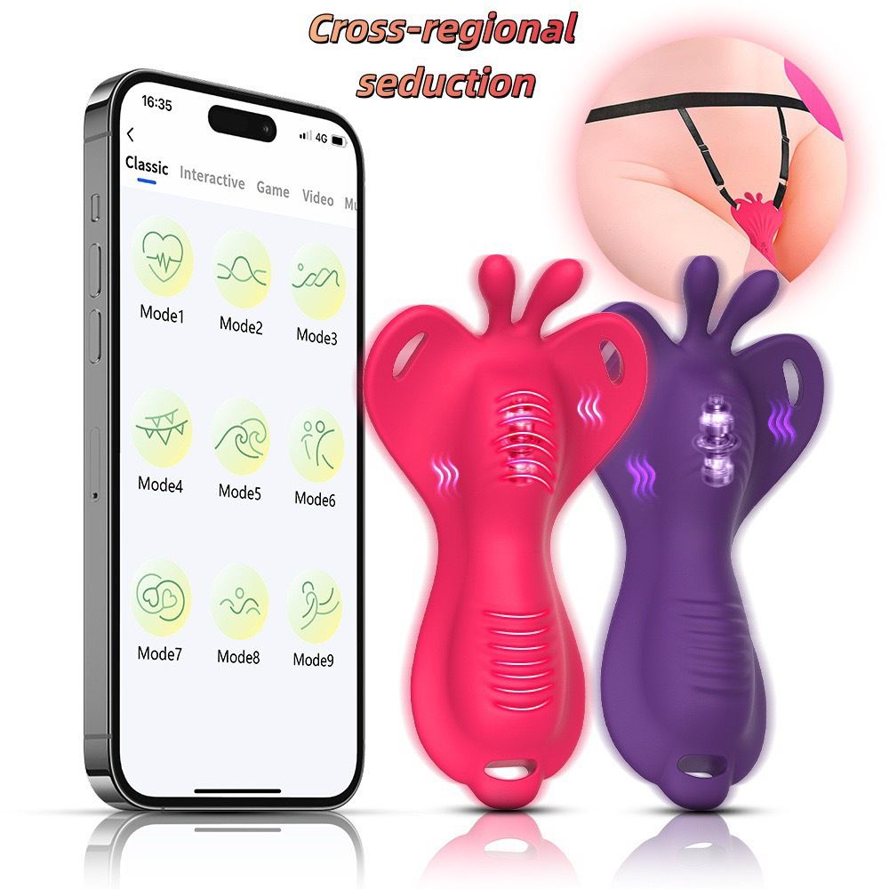 (Remote~Controlled Rose Red) Sex Toys for Women APP Remote Control Butterfly Wearable Strap Vibrating Egg Massager Female Masturbator Adult Toy